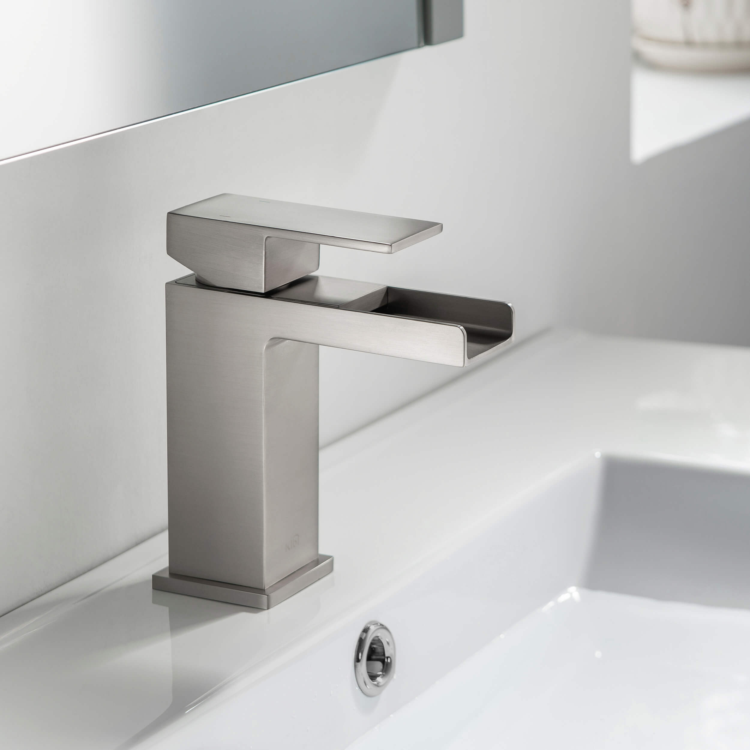 Waterfall Single Handle Bathroom Vanity Sink Faucet with Drain Assembly - C-KBF1004-KPW100