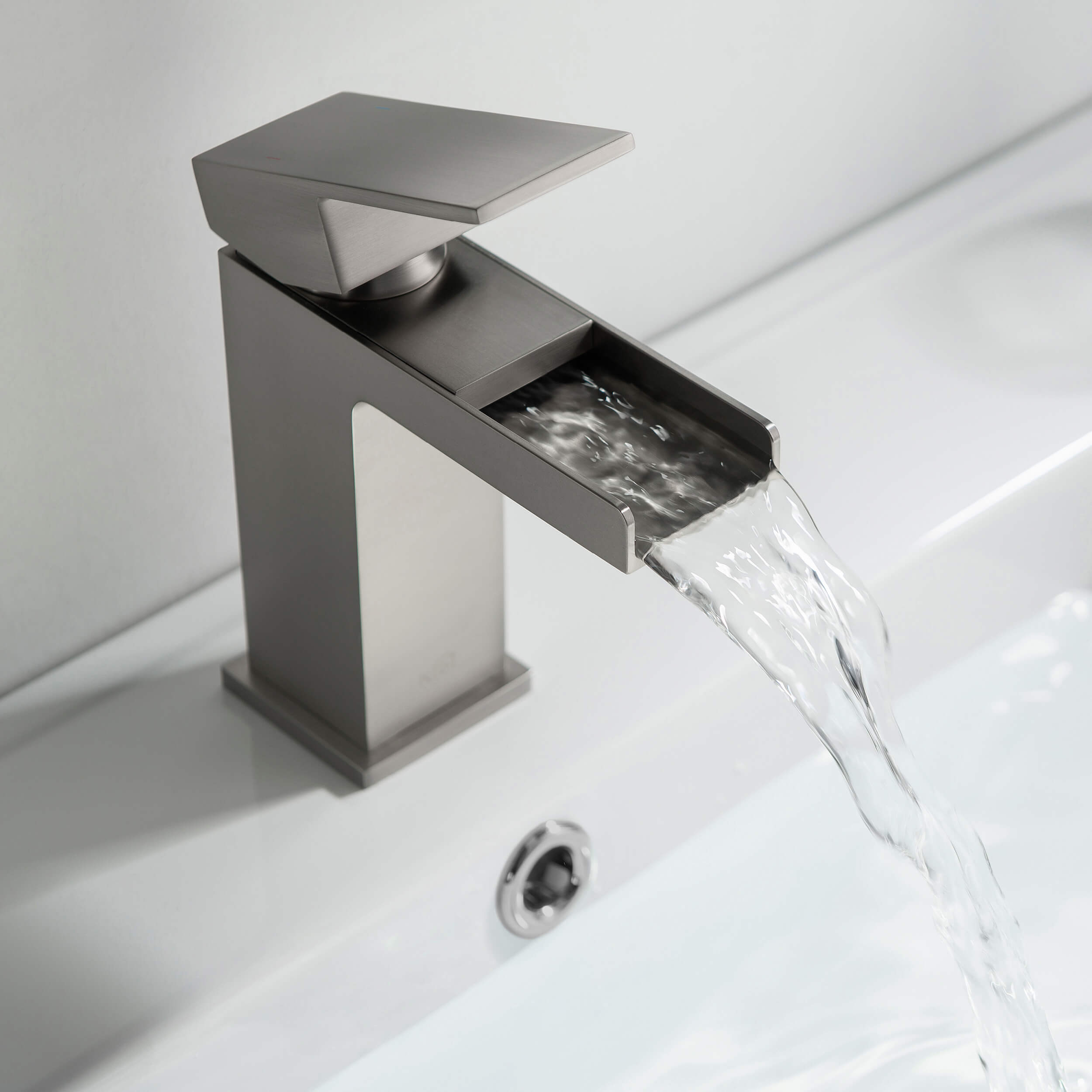 Waterfall Single Handle Bathroom Vanity Sink Faucet with Drain Assembly - C-KBF1004-KPW100