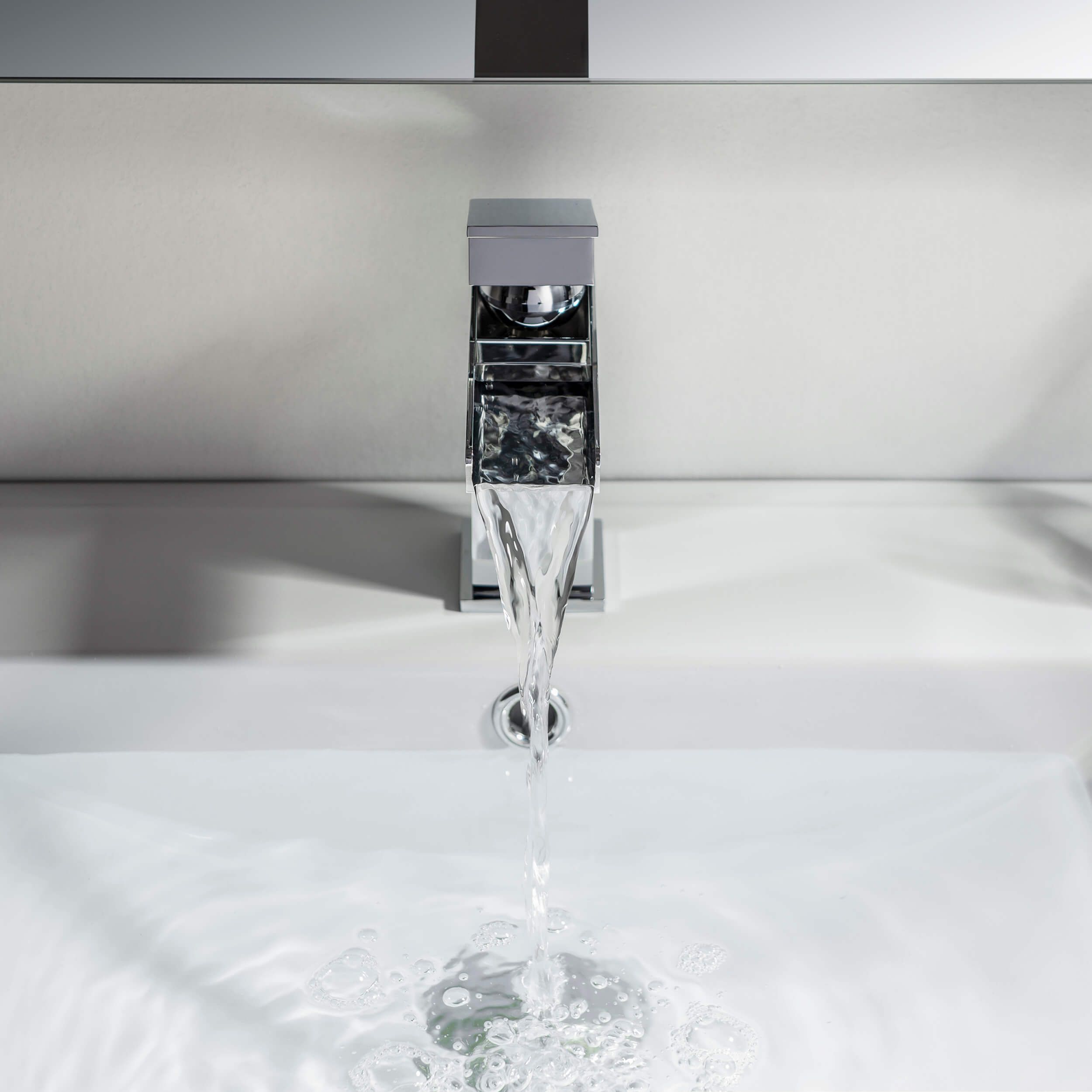 Waterfall Single Handle Bathroom Vanity Sink Faucet with Drain Assembly - C-KBF1004-KPW100
