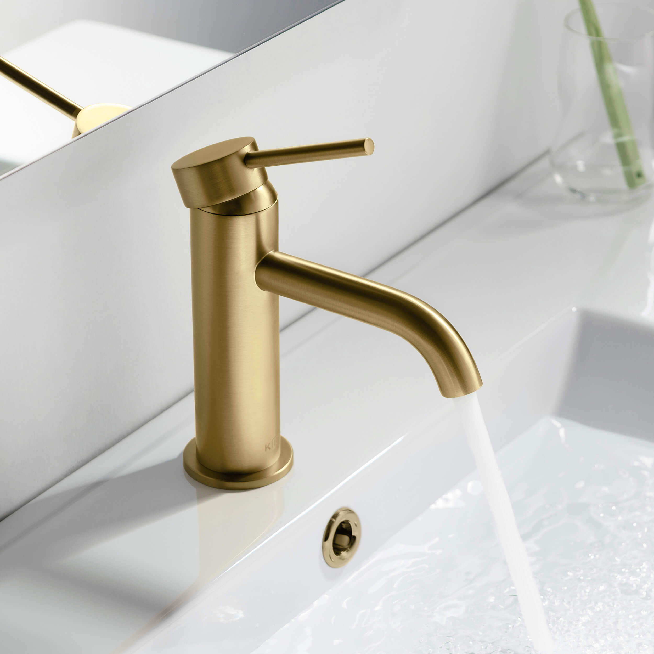 KIBI Circular Brass Single Handle Bathroom Vanity Sink Faucet - C-KBF1008-KPW100