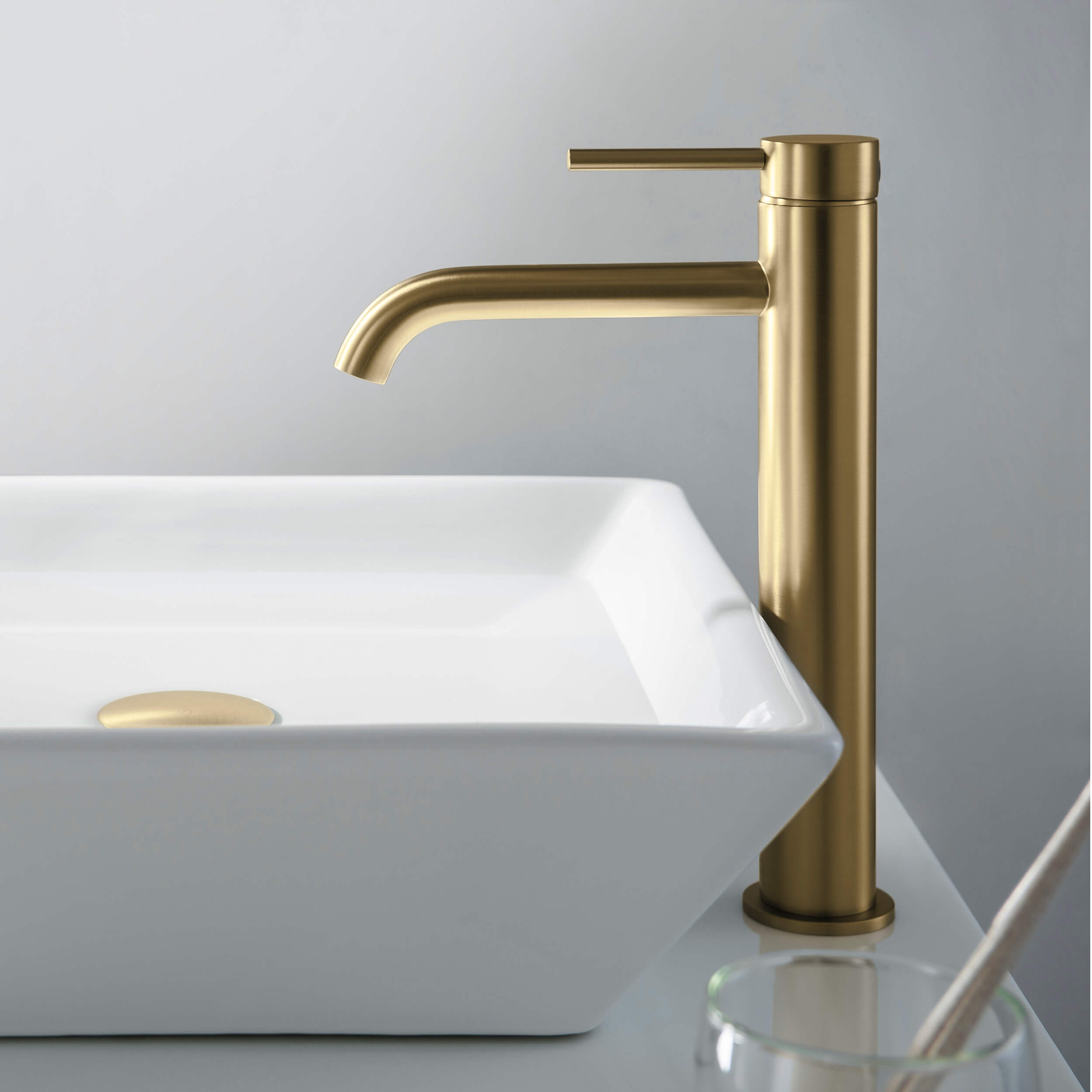 Circular Single Handle Bathroom Vessel Sink Faucet with Pop Up Drain C-KBF1009-KPW101