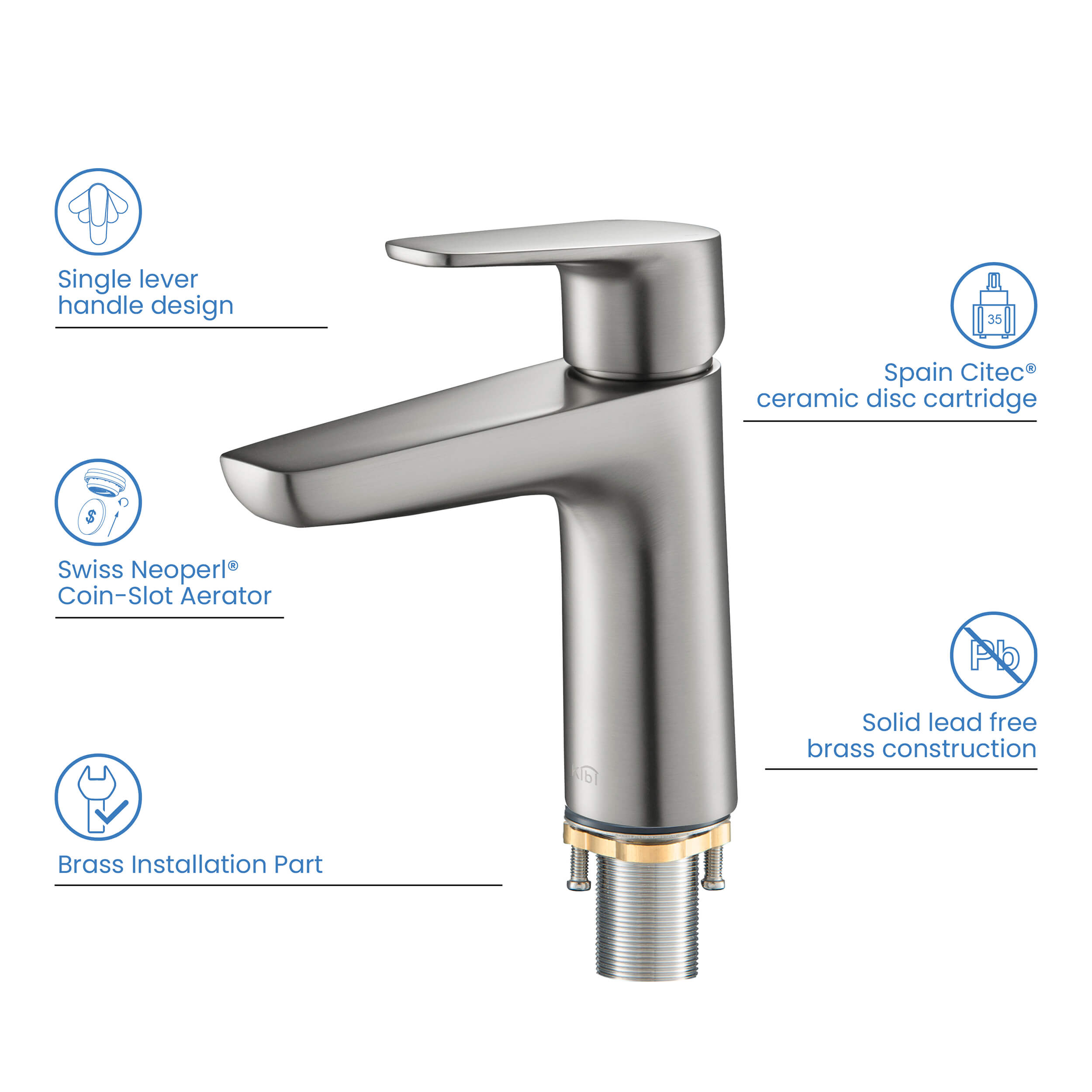 Harmony Single Handle Bathroom Vanity Sink Faucet with Pop Up Drain C-KBF1011-KPW100