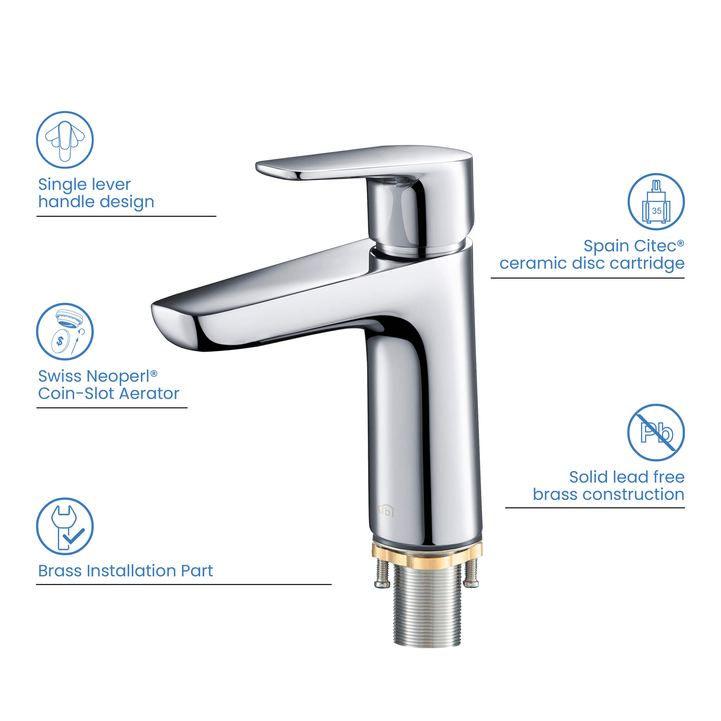 Harmony Single Handle Bathroom Vanity Sink Faucet with Pop Up Drain C-KBF1011-KPW100