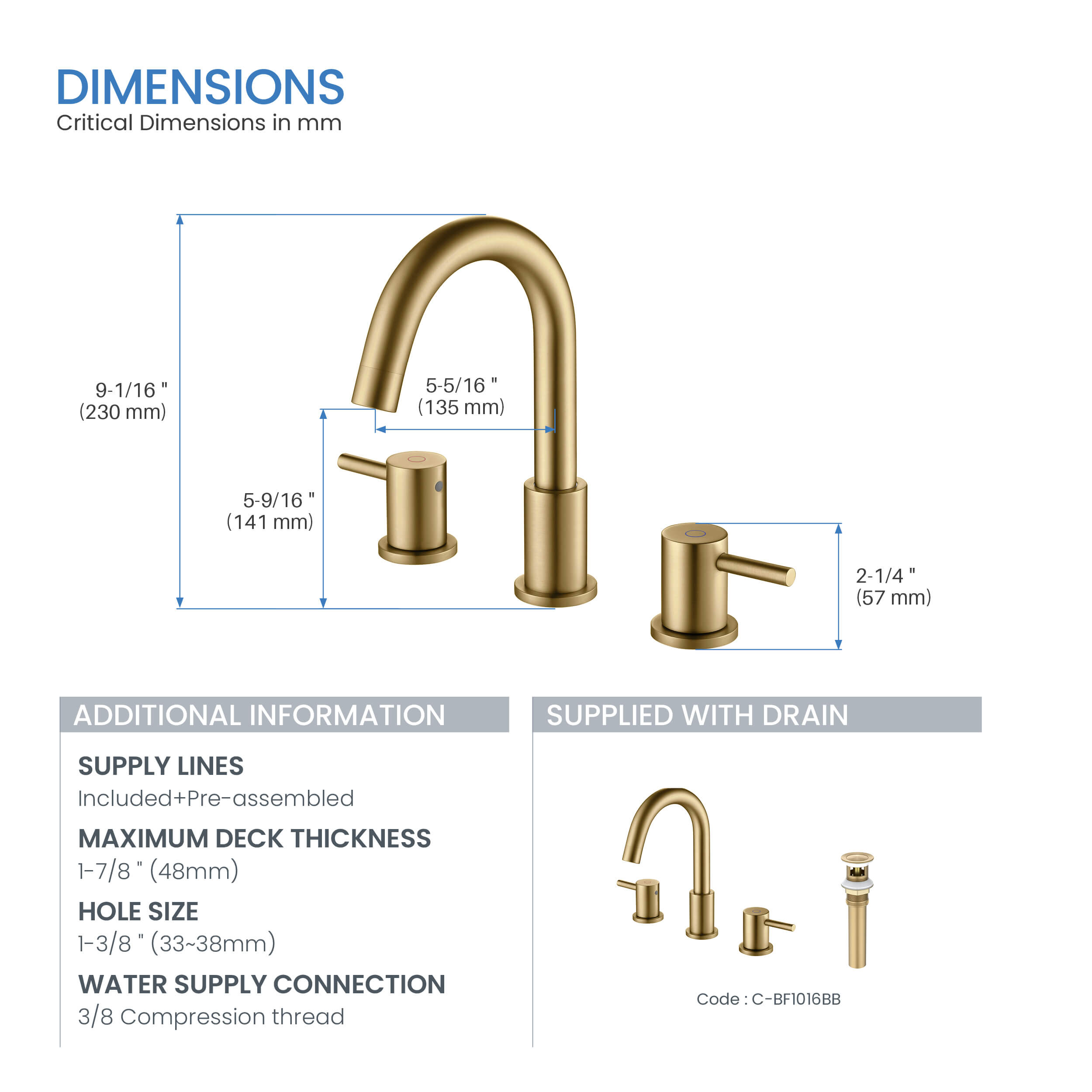 Circular 8″ Widespread Bathroom Sink Faucet with Drain Assembly – KBF1016