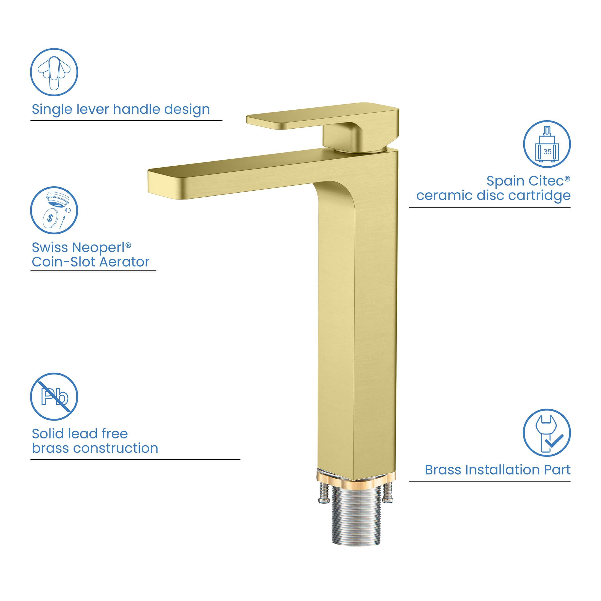 Blaze-T Single Handle Bathroom Vessel Sink Faucet with Pop Up Drain C-KBF1018-KPW101