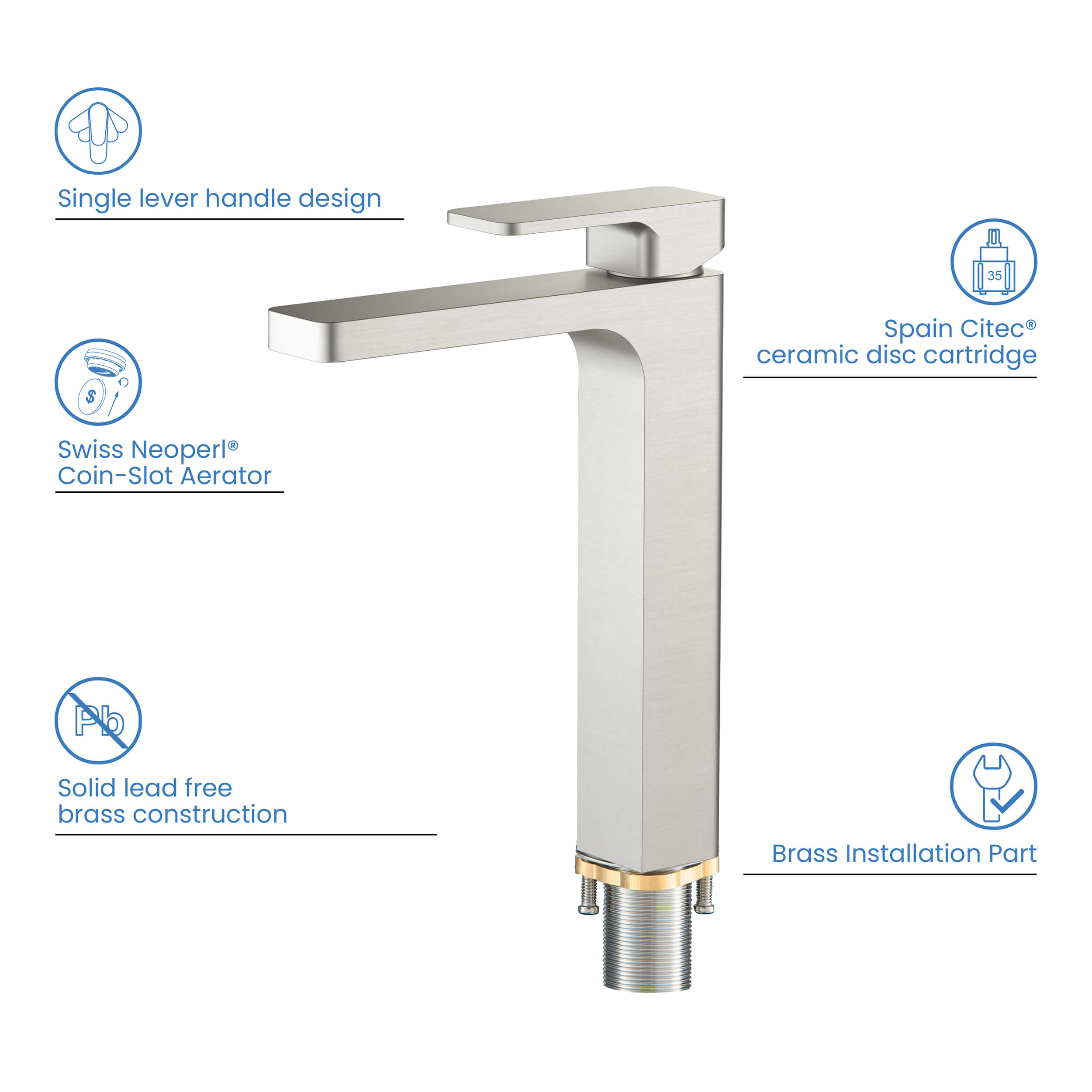 Blaze-T Single Handle Bathroom Vessel Sink Faucet with Pop Up Drain C-KBF1018-KPW101
