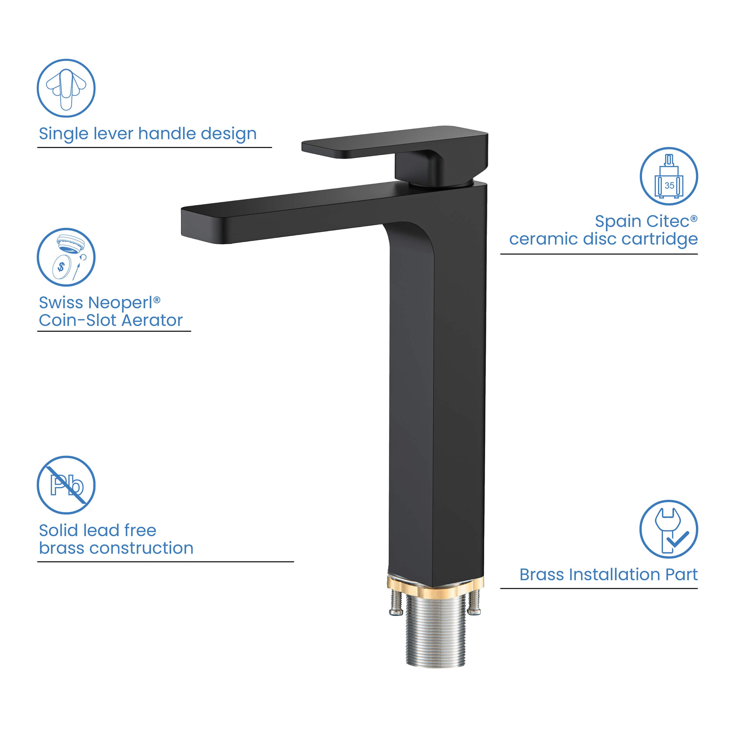 Blaze-T Single Handle Bathroom Vessel Sink Faucet with Pop Up Drain C-KBF1018-KPW101