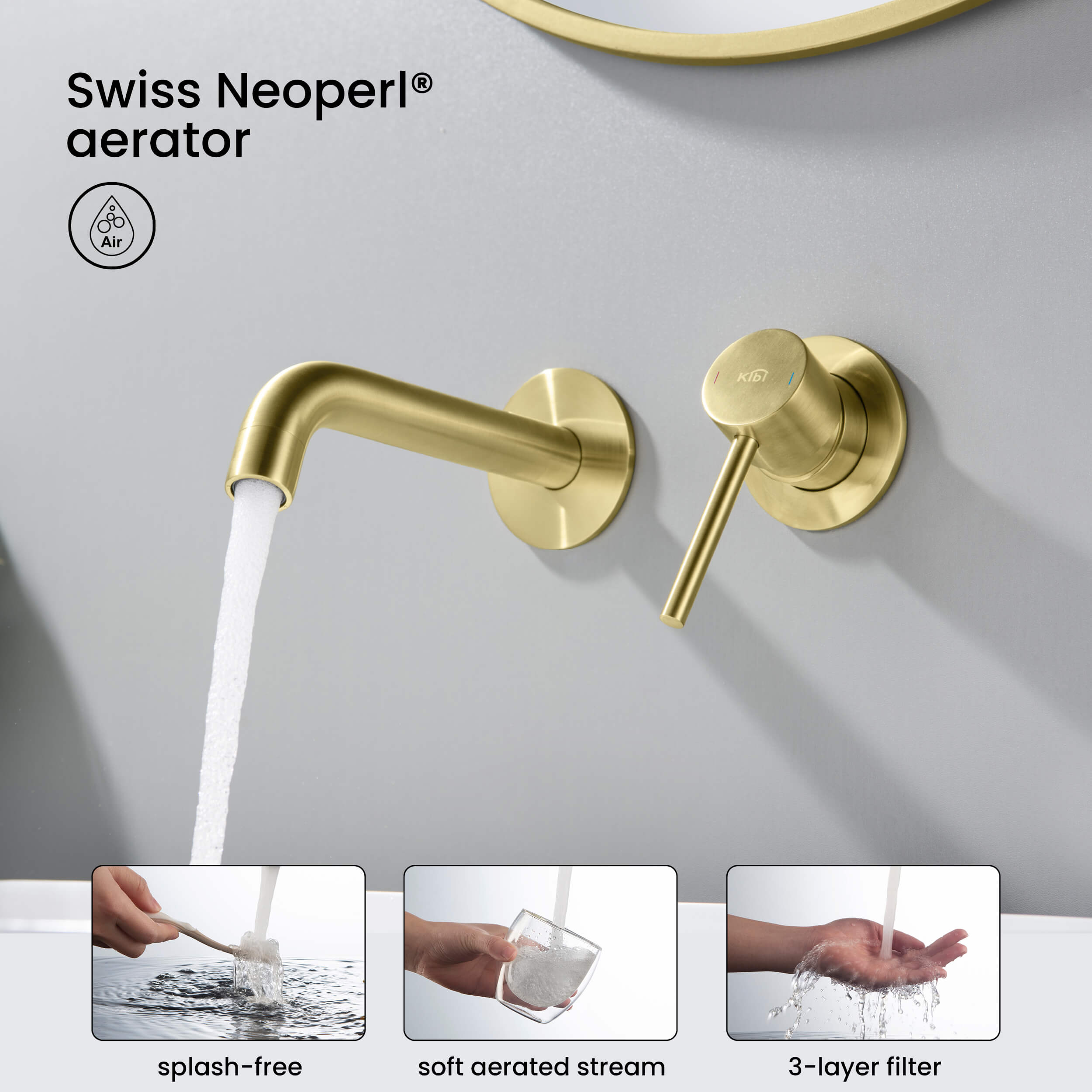 Circular Single Handle Wall Mounted Bathroom Sink Faucet KBF1023