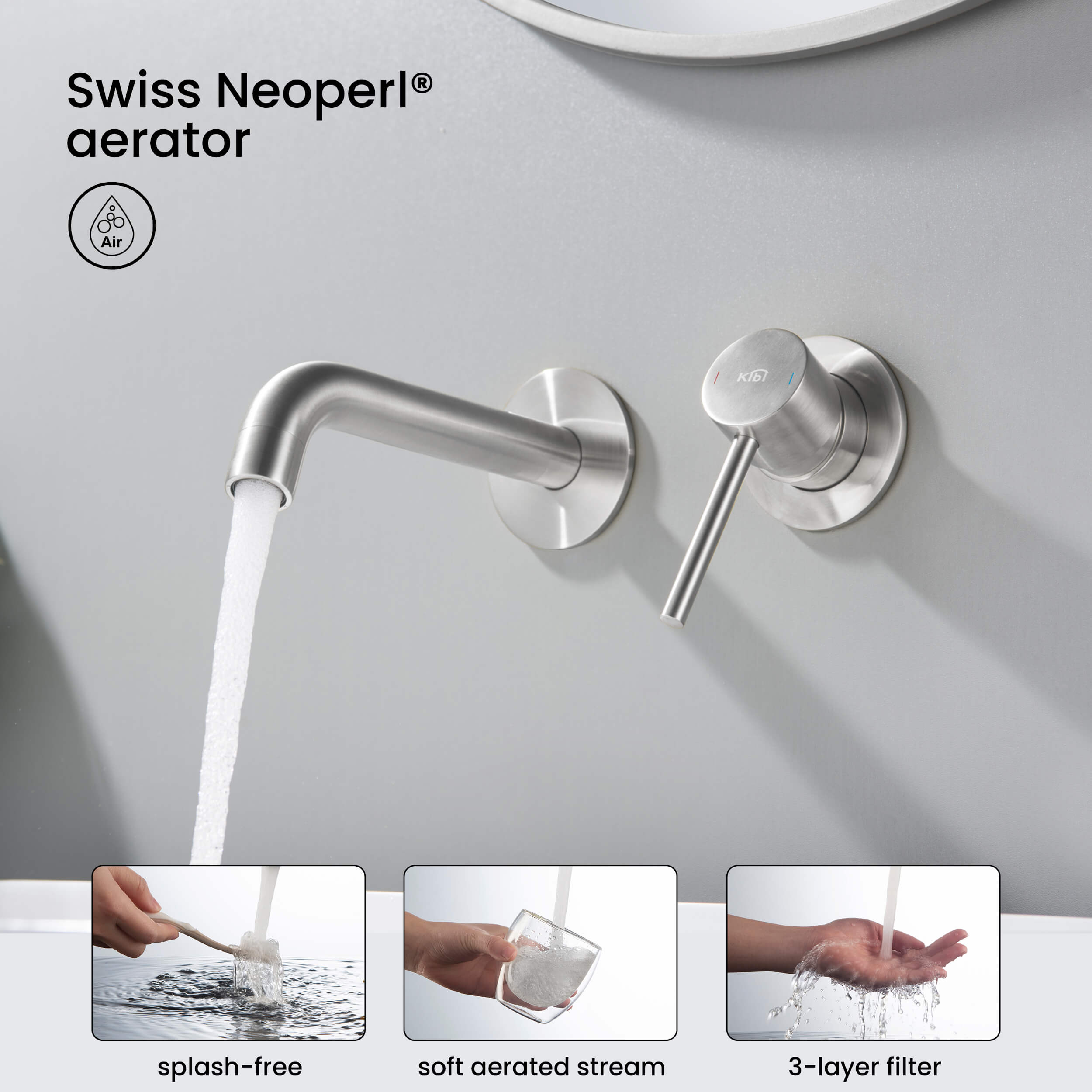 Circular Single Handle Wall Mounted Bathroom Sink Faucet KBF1023