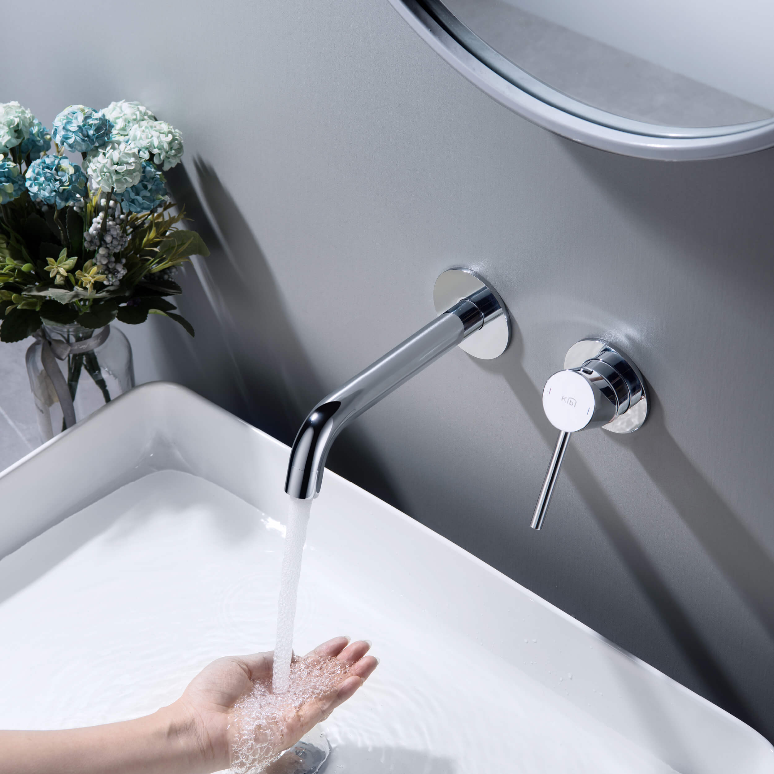Circular Single Handle Wall Mounted Bathroom Sink Faucet KBF1023
