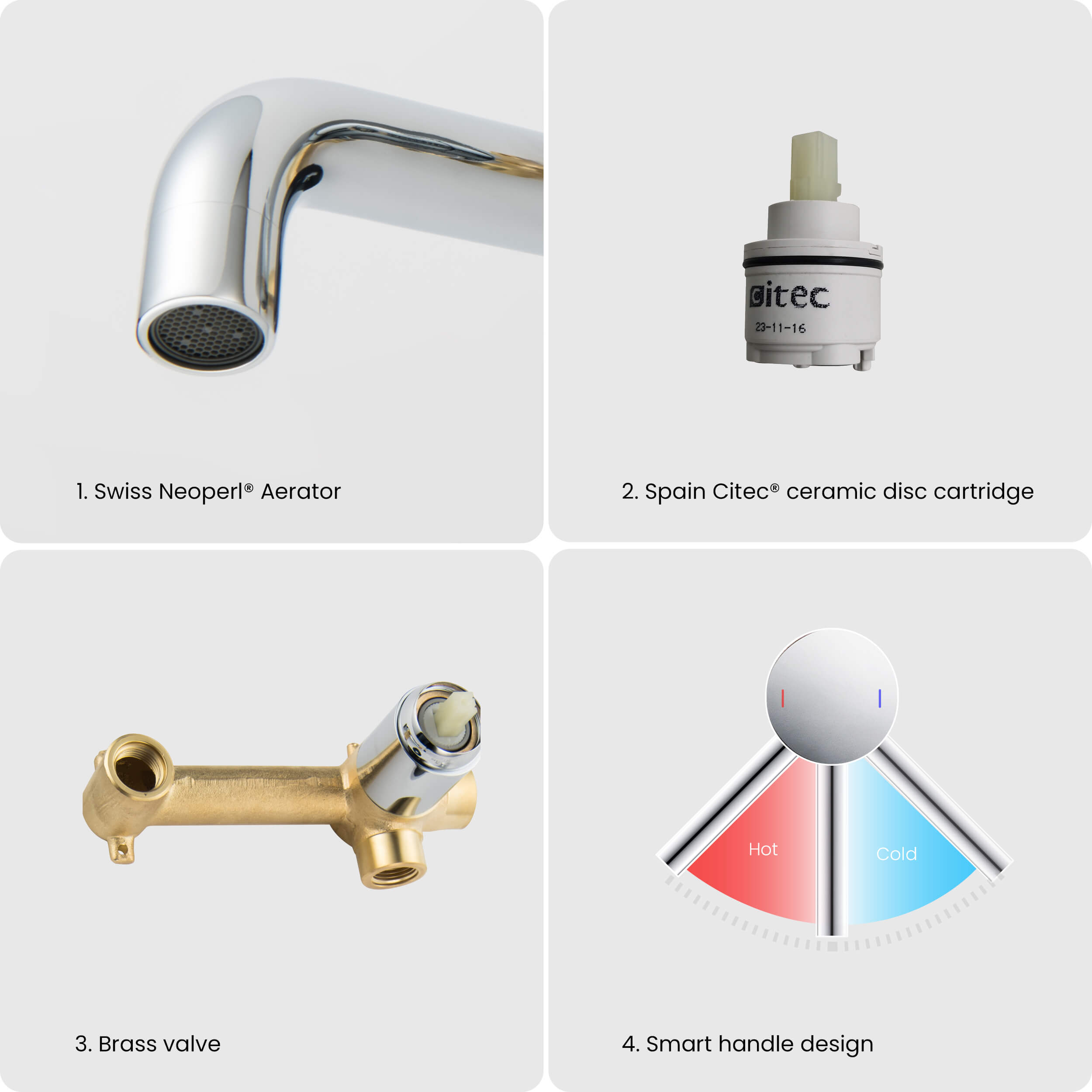 Circular Single Handle Wall Mounted Bathroom Sink Faucet KBF1023