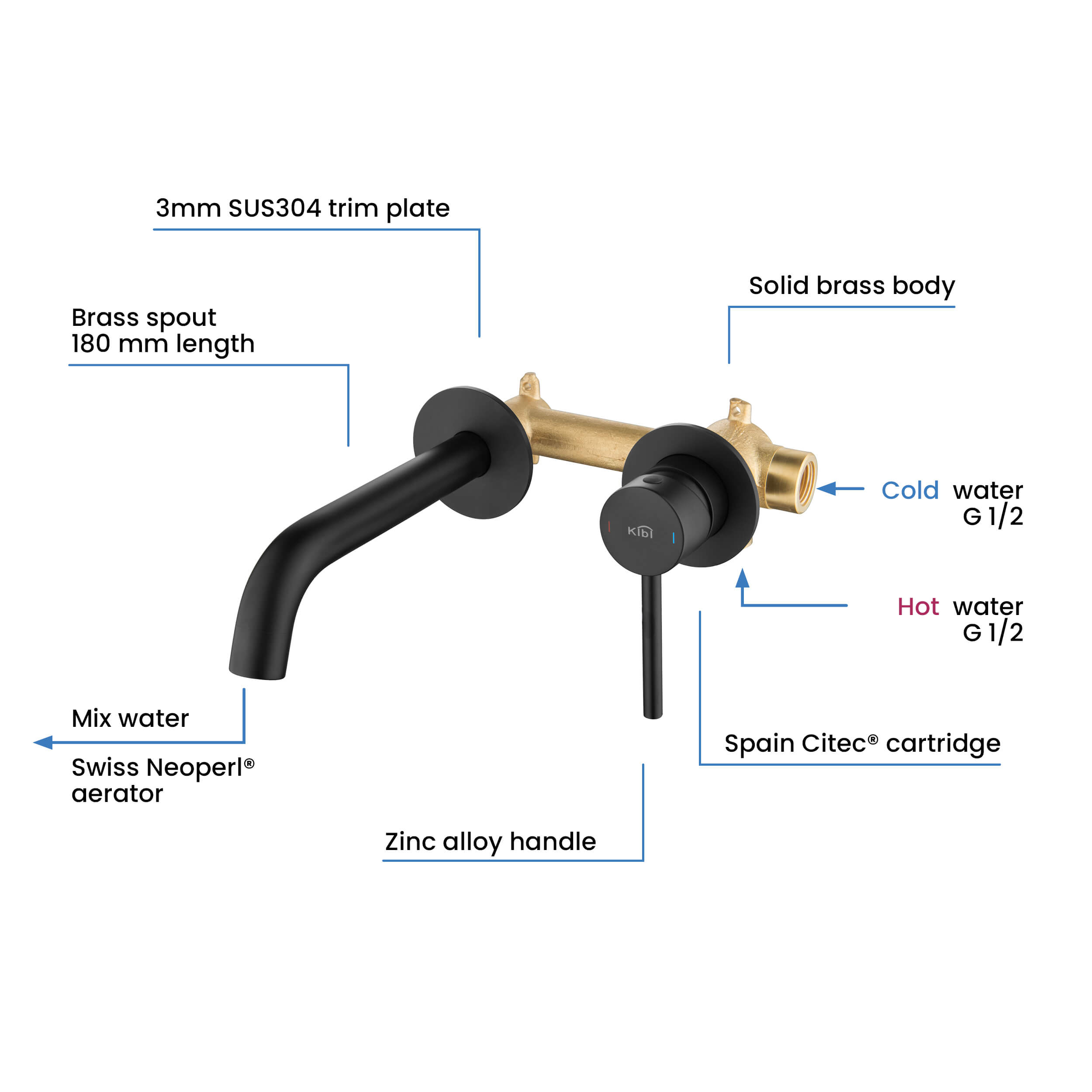 Circular Single Handle Wall Mounted Bathroom Sink Faucet KBF1023
