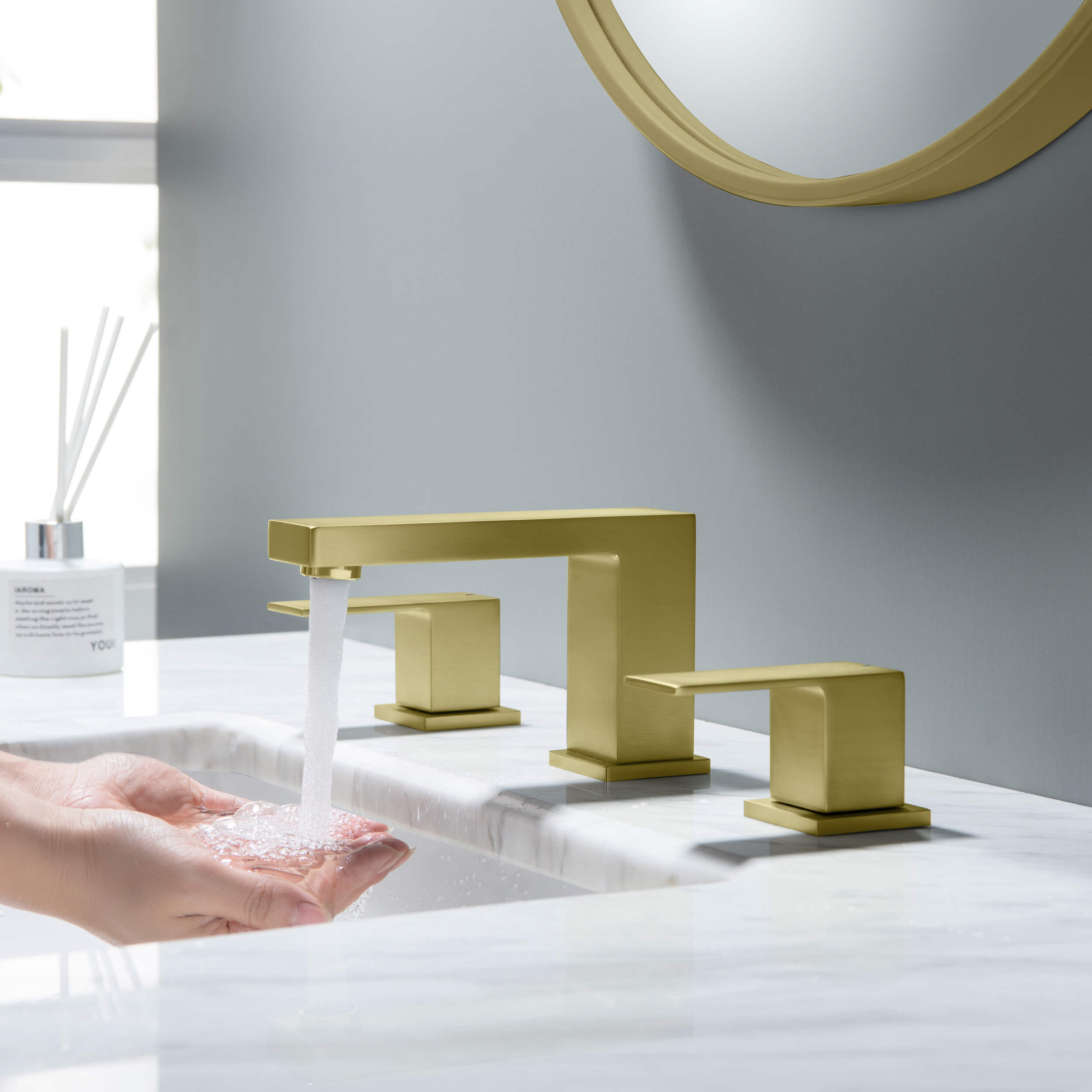 Cube 8" Bathroom Sink Widespread Faucet with Drain Assembly KBF1024