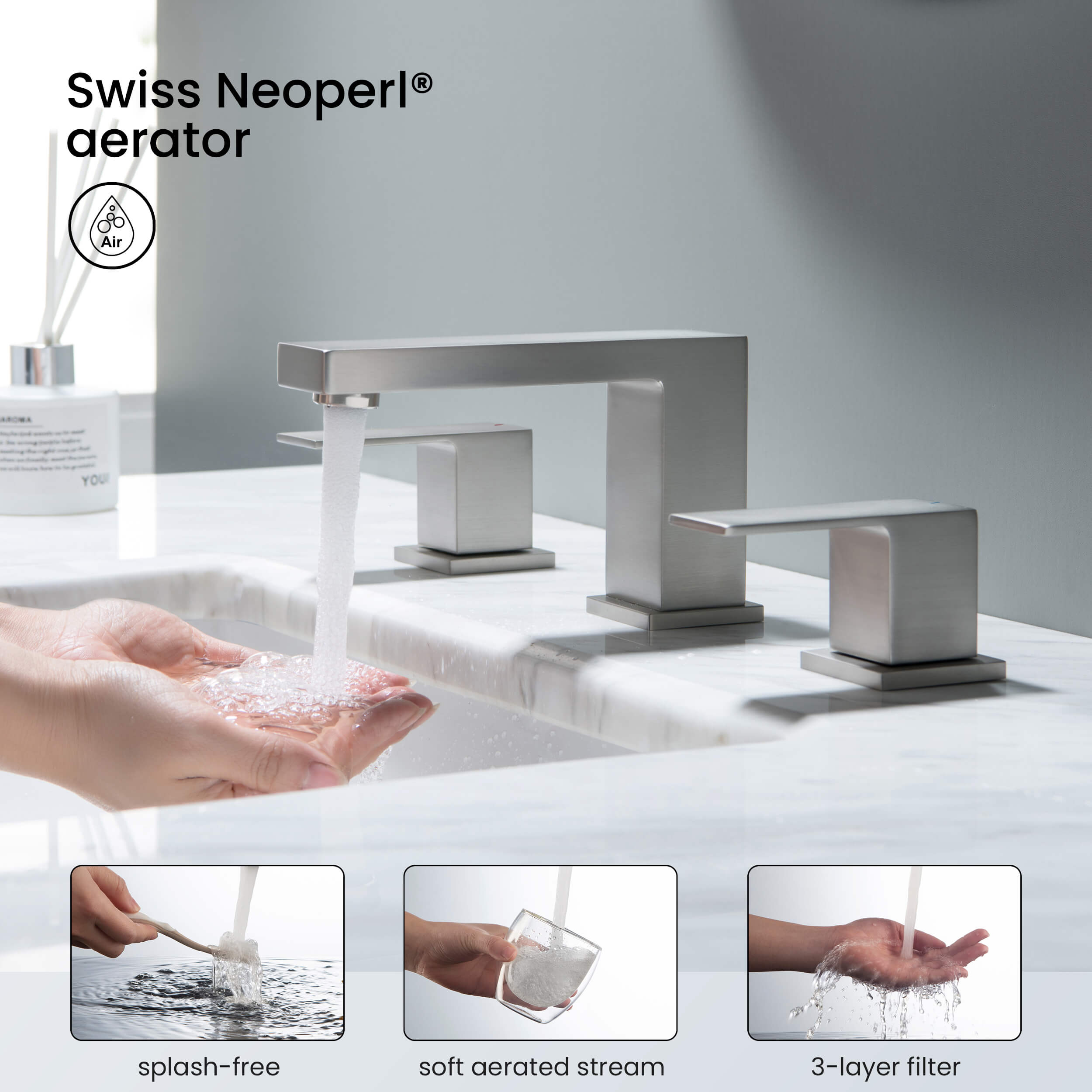 Cube 8" Bathroom Sink Widespread Faucet with Drain Assembly KBF1024