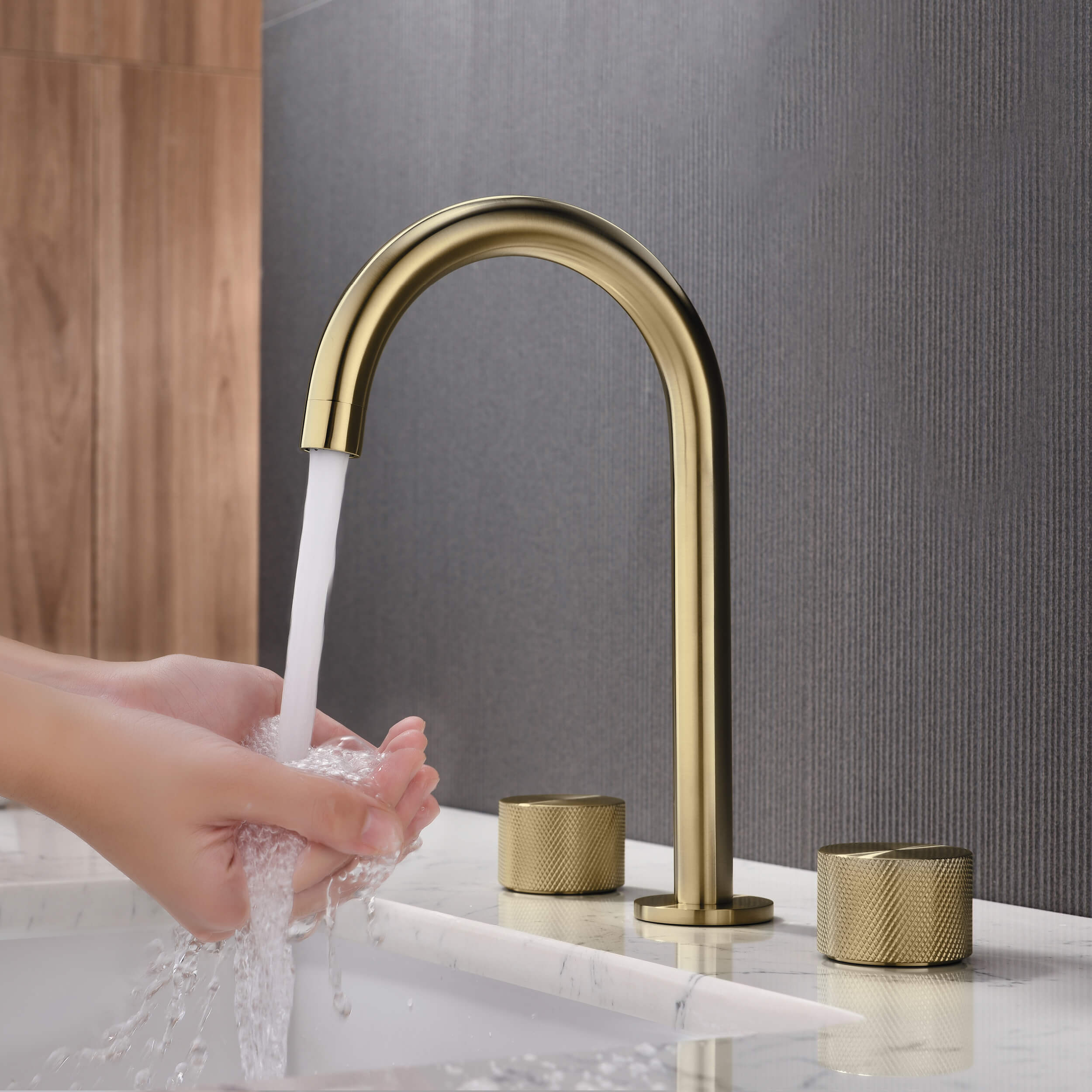 Circular X 8" Bathroom Sink Widespread Faucet with Drain Assembly KBF1026