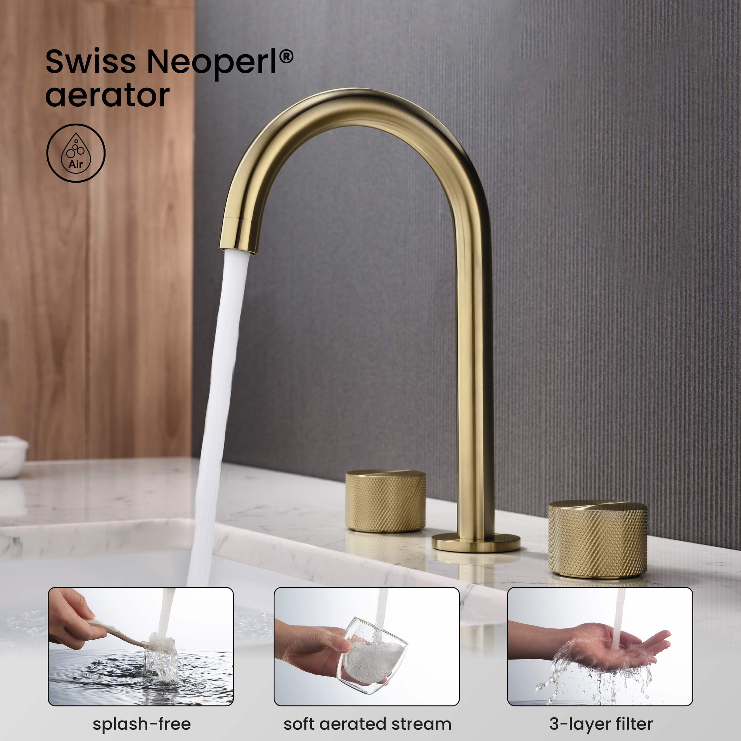 Circular X 8" Bathroom Sink Widespread Faucet with Drain Assembly KBF1026