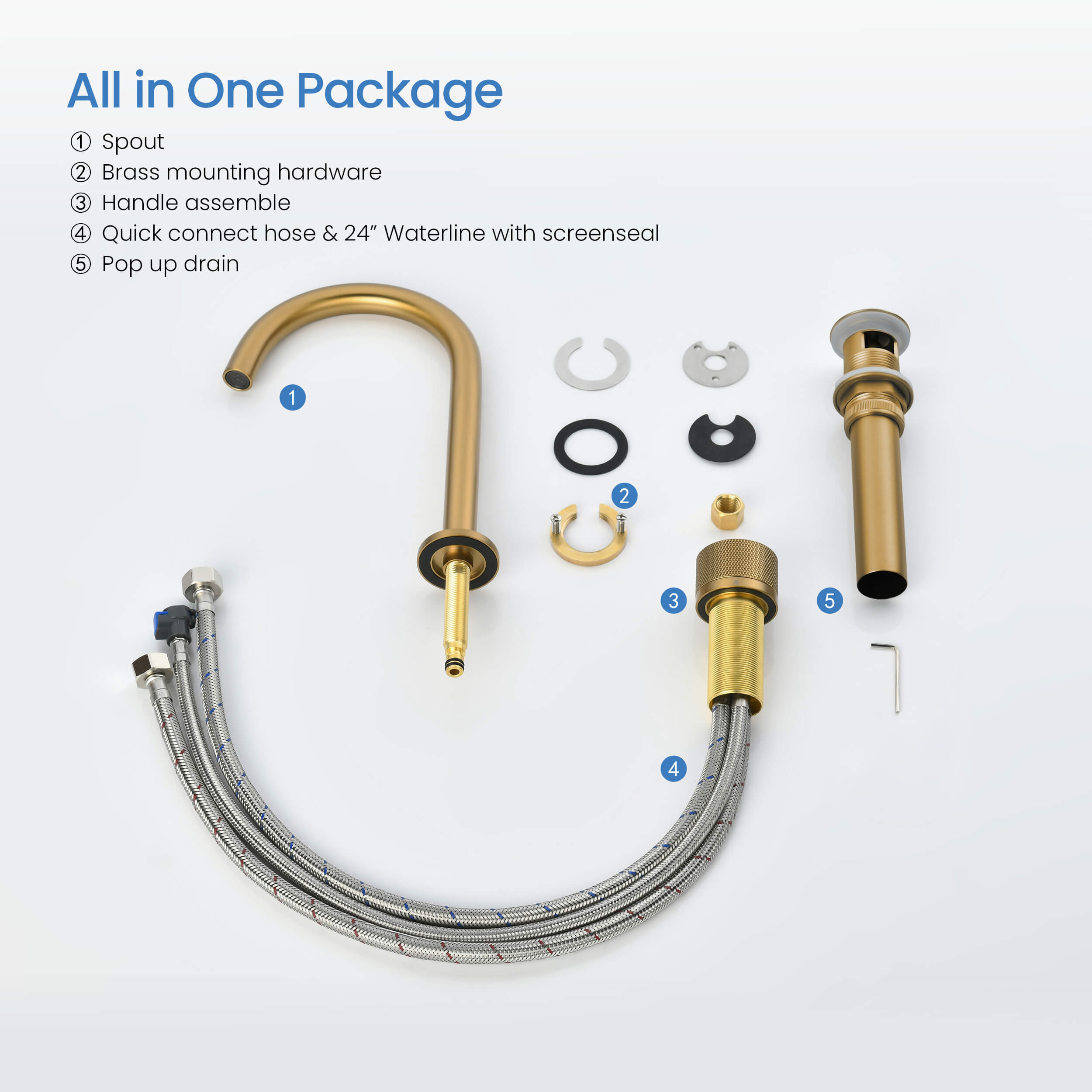 Circular X One Handle Two Holes Bathroom Vanity Sink Faucet with Drain Assembly - C-KBF1027