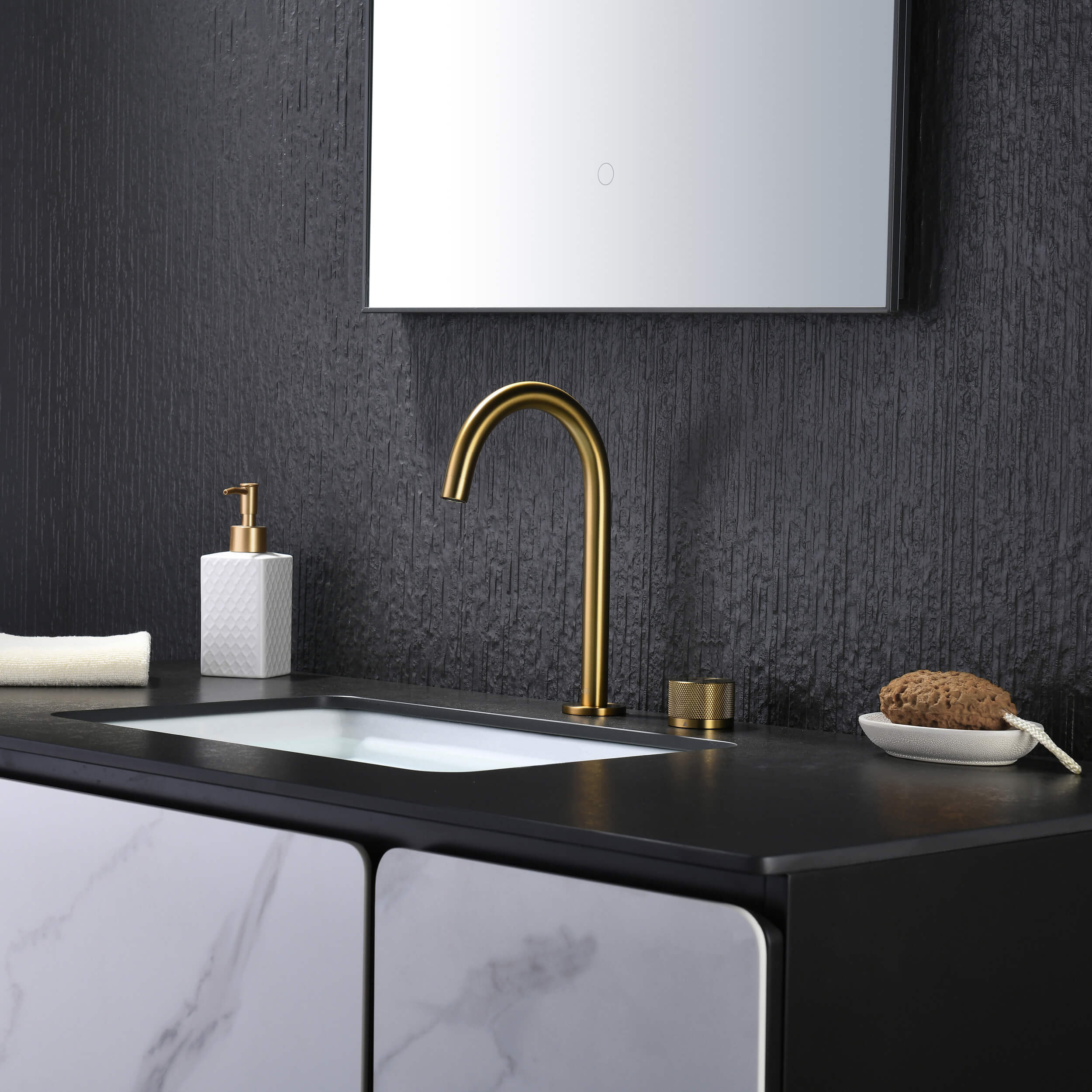 Circular X One Handle Two Holes Bathroom Vanity Sink Faucet with Drain Assembly - C-KBF1027