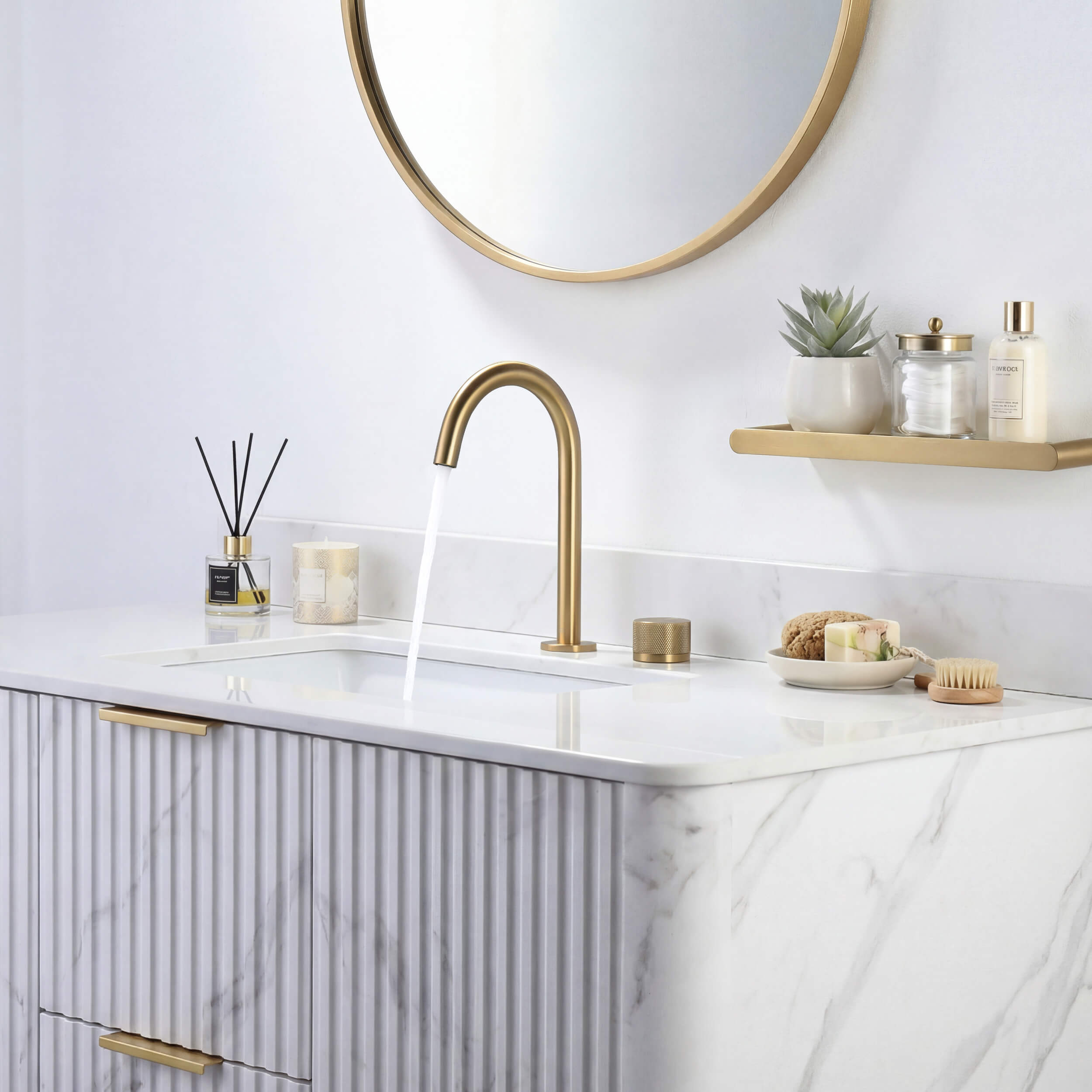 Circular X One Handle Two Holes Bathroom Vanity Sink Faucet with Drain Assembly - C-KBF1027