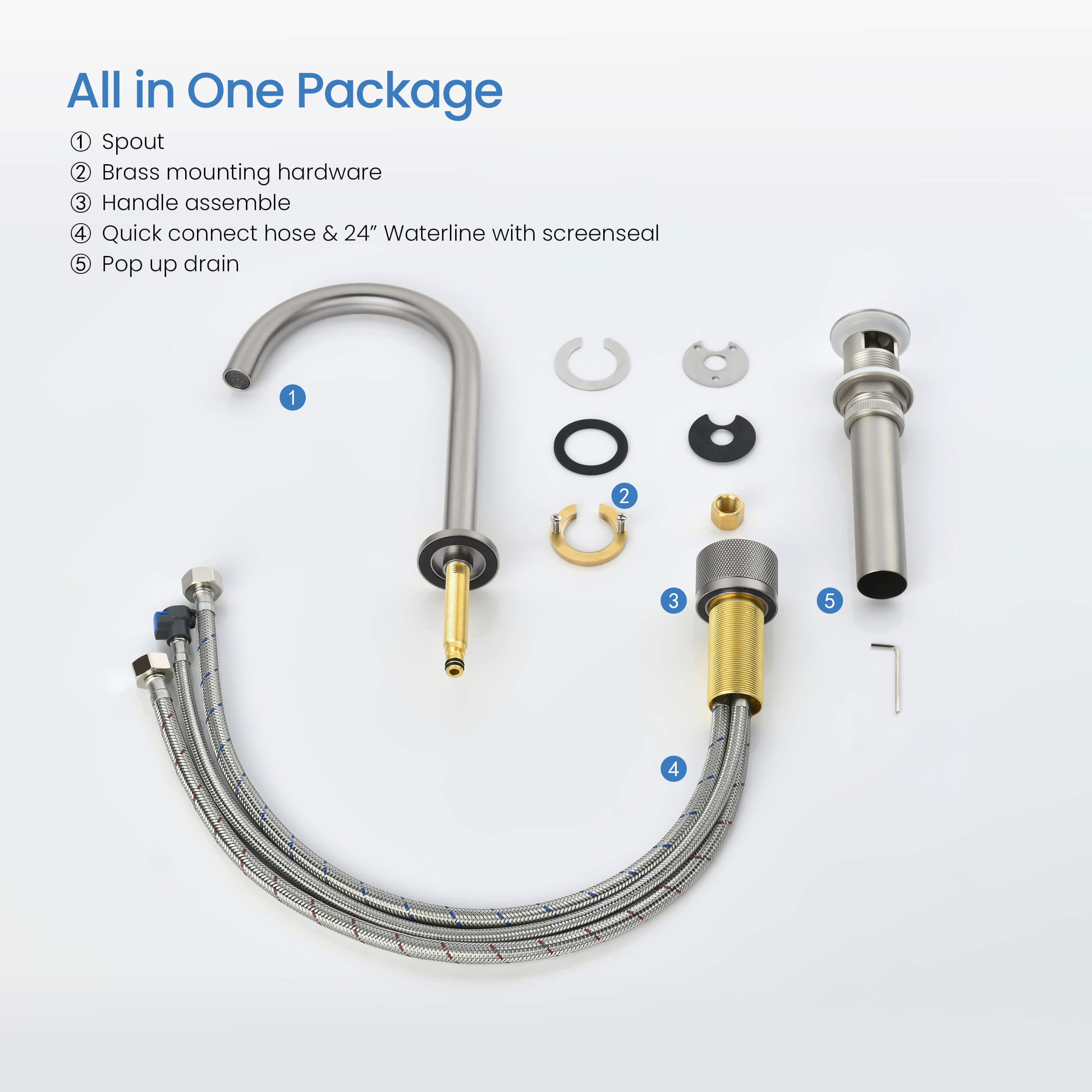 Circular X One Handle Two Holes Bathroom Vanity Sink Faucet with Drain Assembly - C-KBF1027