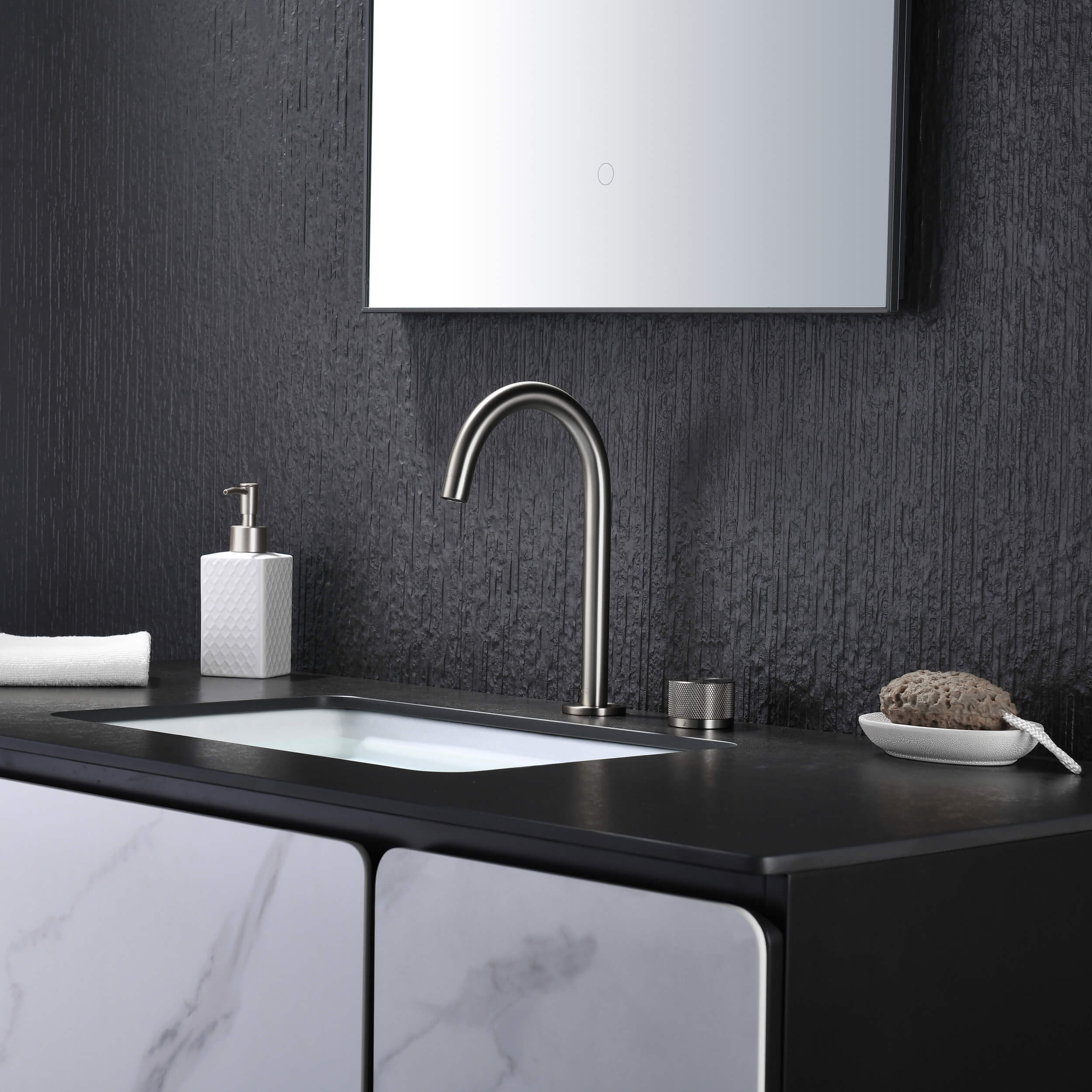 Circular X One Handle Two Holes Bathroom Vanity Sink Faucet with Drain Assembly - C-KBF1027