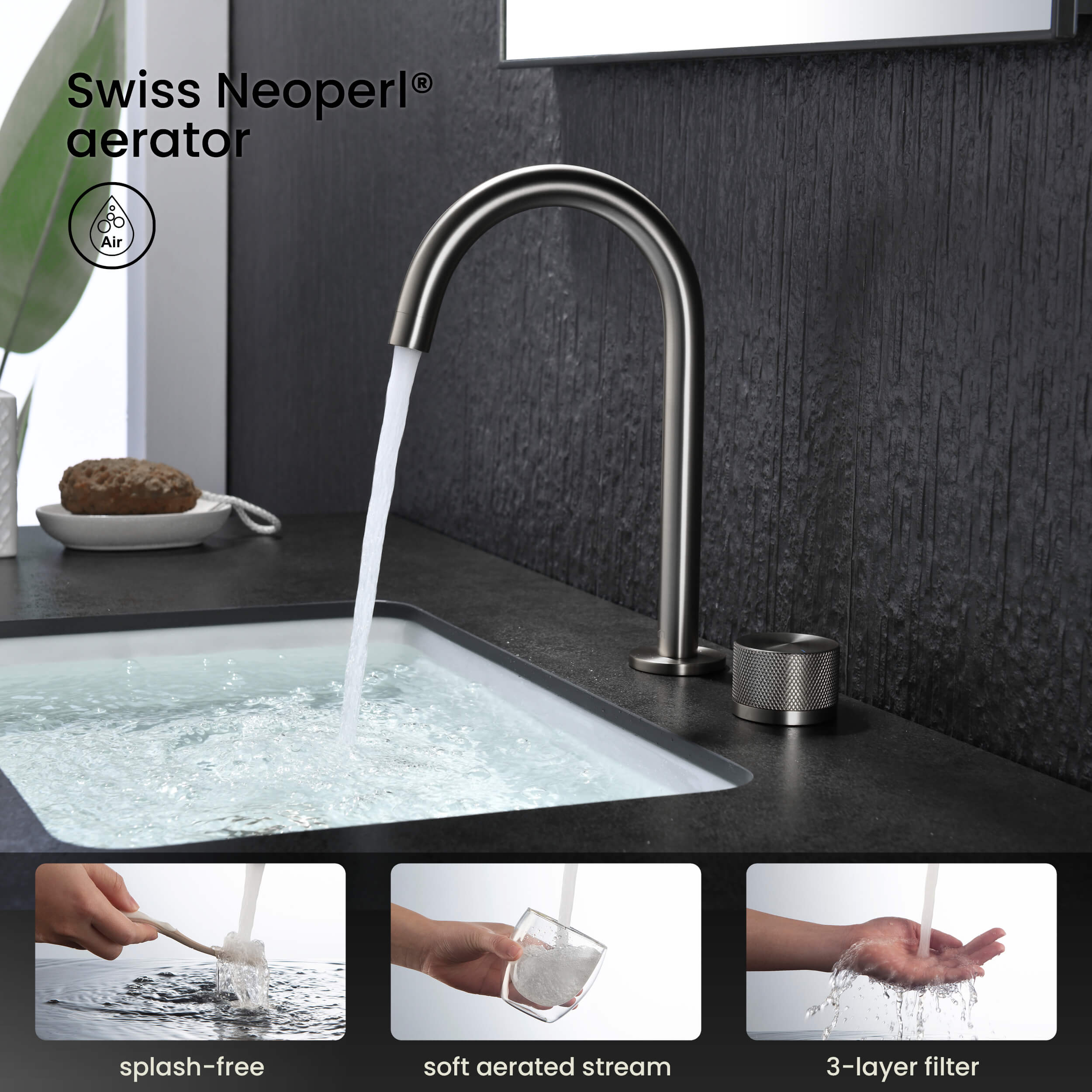 Circular X One Handle Two Holes Bathroom Vanity Sink Faucet with Drain Assembly - C-KBF1027