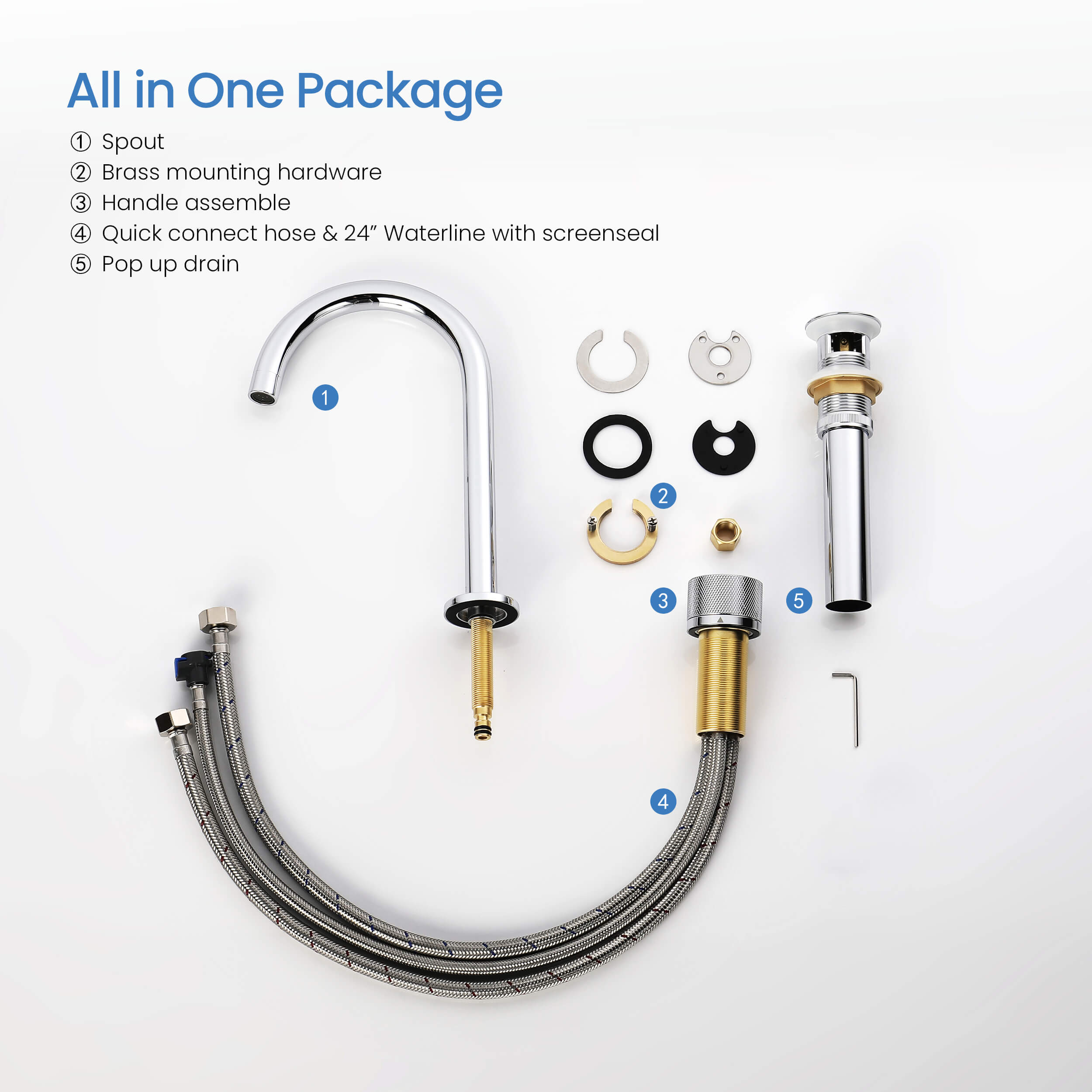 Circular X One Handle Two Holes Bathroom Vanity Sink Faucet with Drain Assembly - C-KBF1027