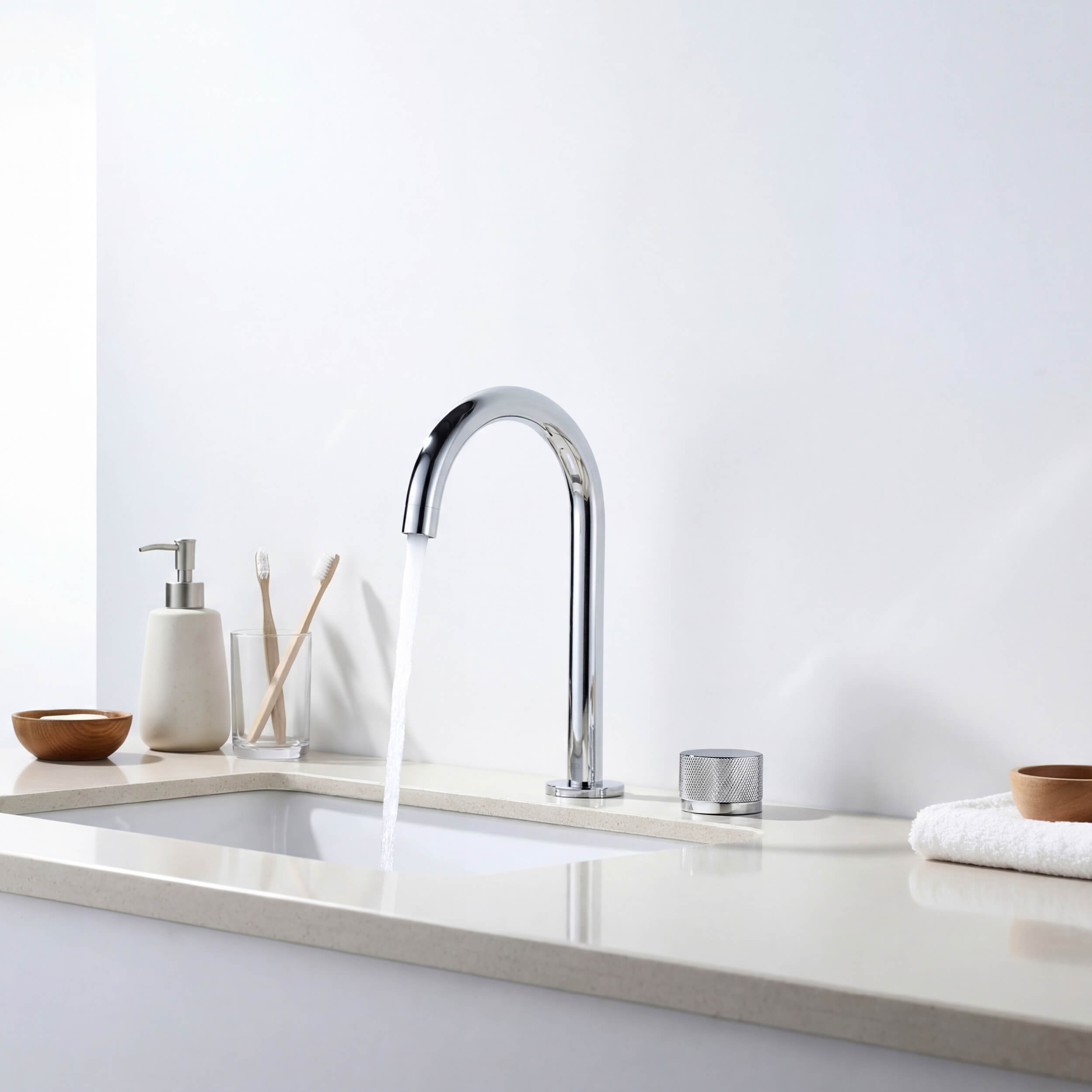 Circular X One Handle Two Holes Bathroom Vanity Sink Faucet with Drain Assembly - C-KBF1027