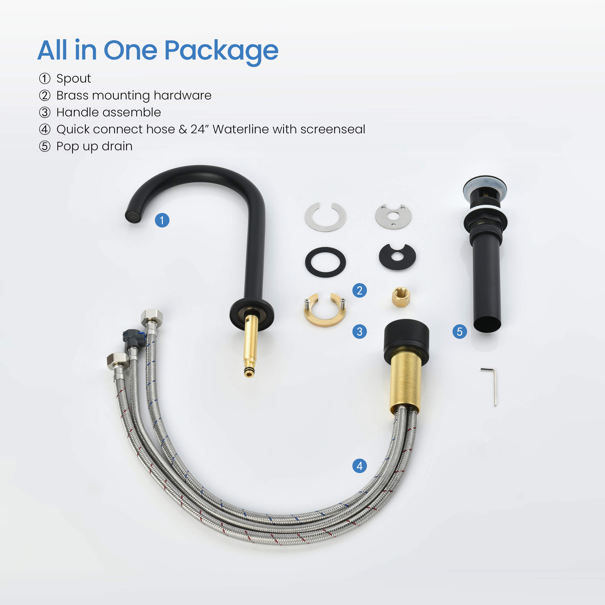 Circular X One Handle Two Holes Bathroom Vanity Sink Faucet with Drain Assembly - C-KBF1027