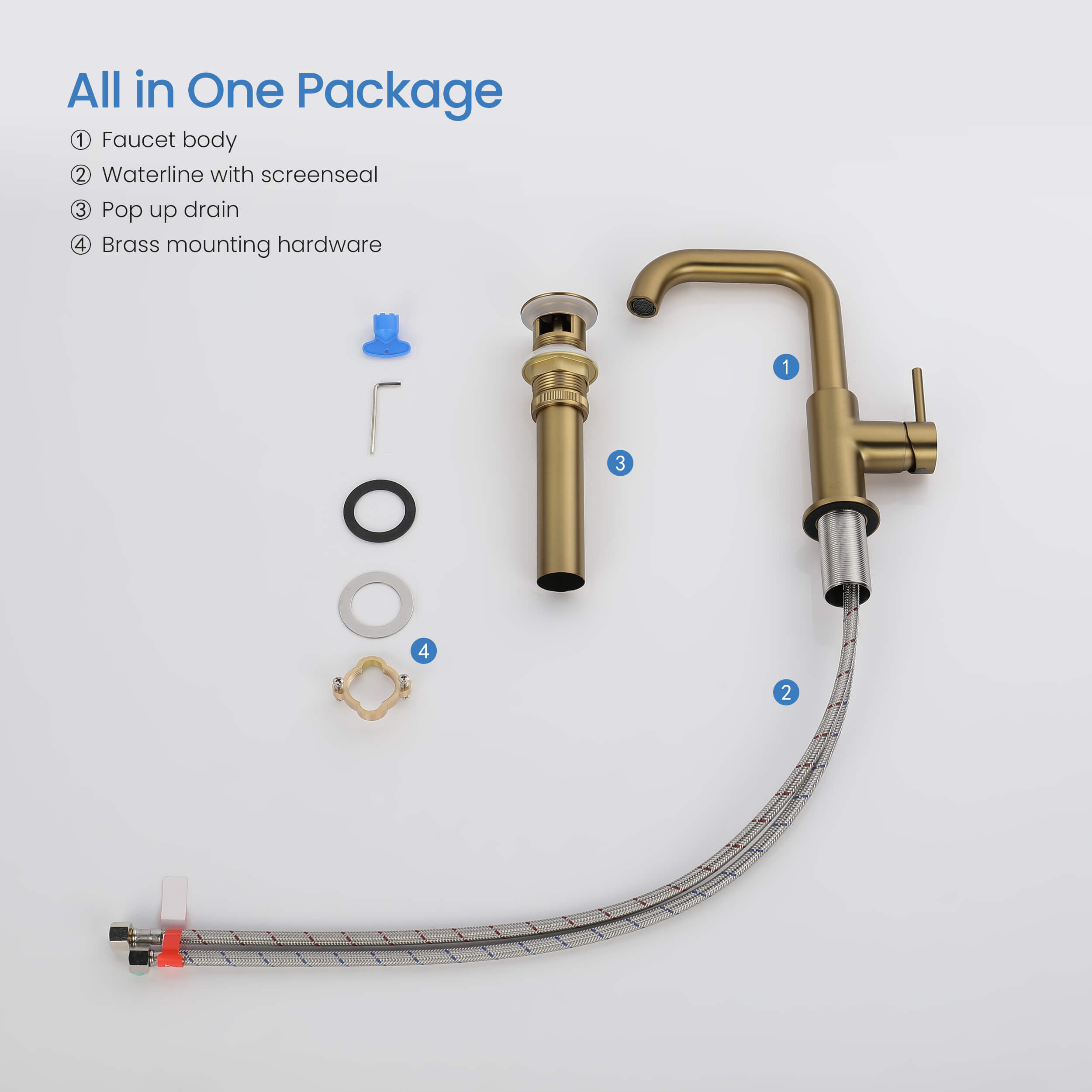 Macon Single Handle High-Arc Bathroom Vanity Sink Faucet - C-KBF1028