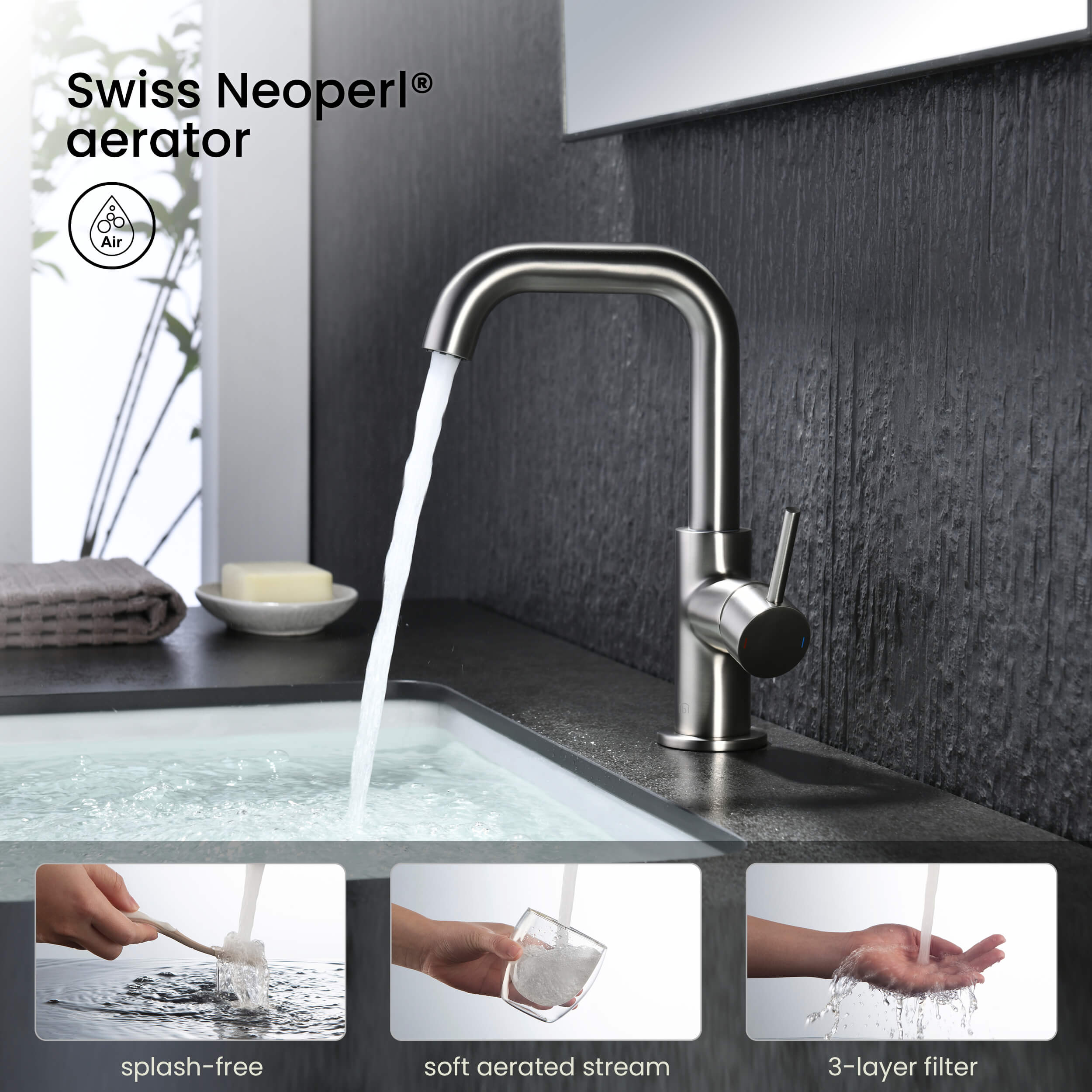 Macon Single Handle High-Arc Bathroom Vanity Sink Faucet - C-KBF1028