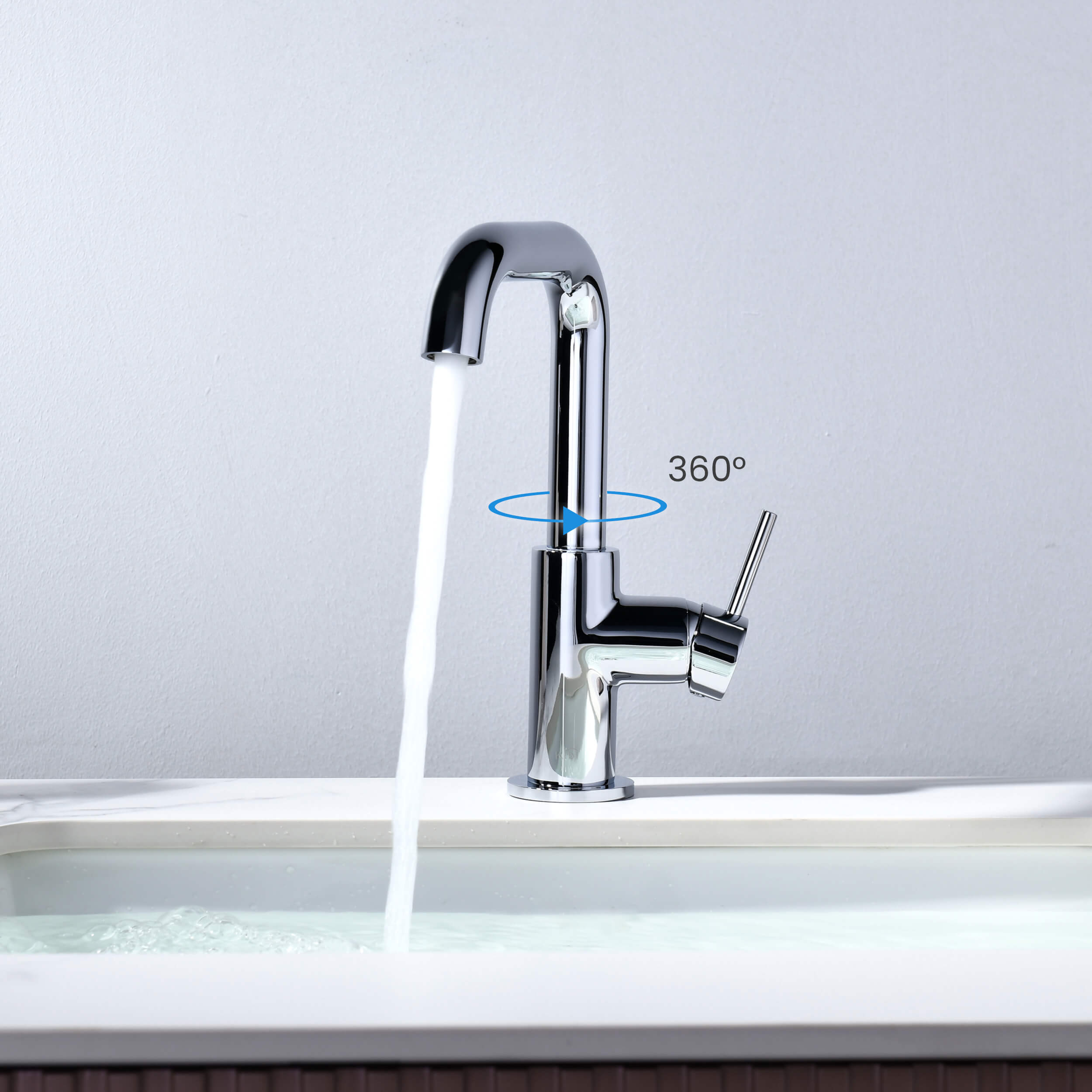 Macon Single Handle High-Arc Bathroom Vanity Sink Faucet - C-KBF1028