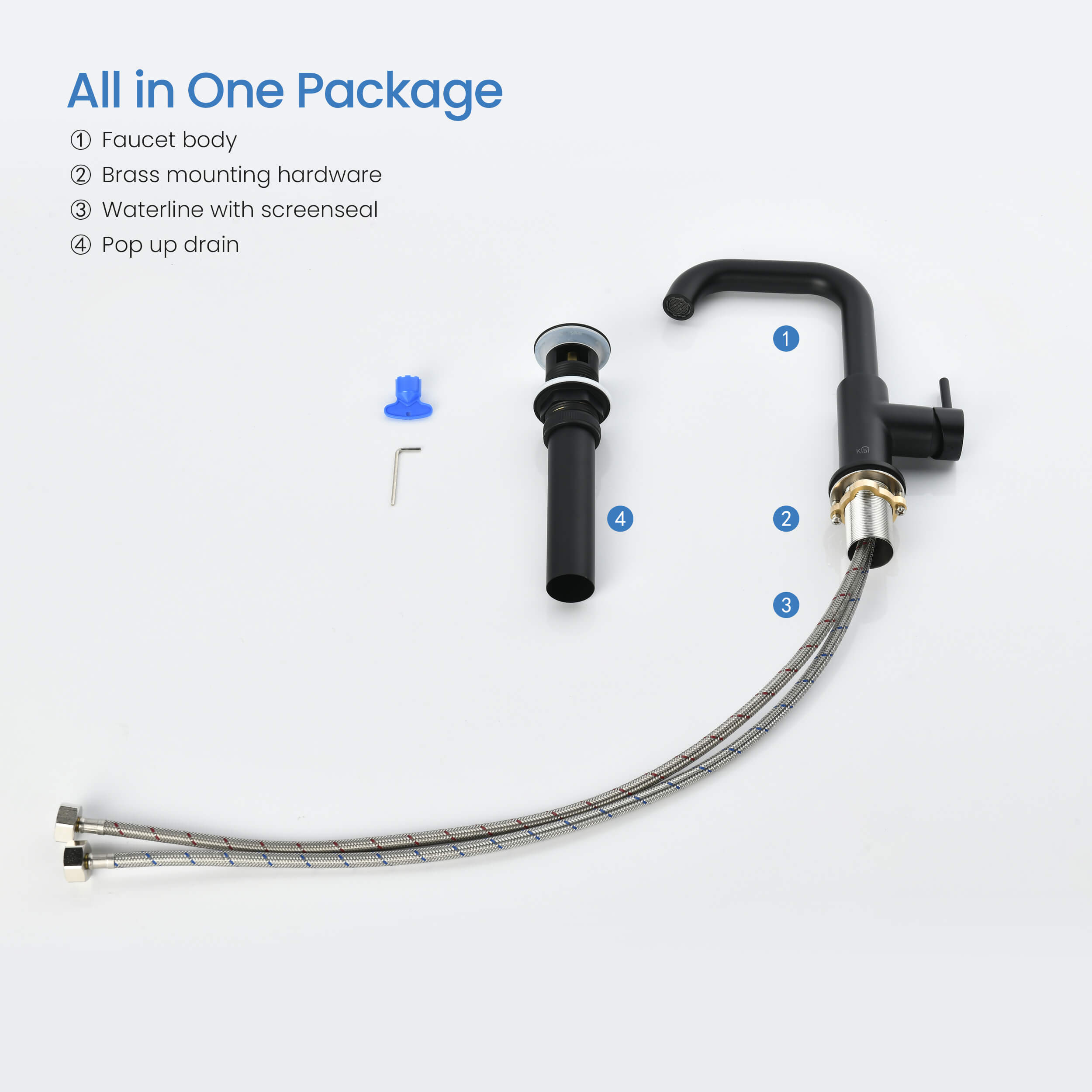 Macon Single Handle High-Arc Bathroom Vanity Sink Faucet - C-KBF1028