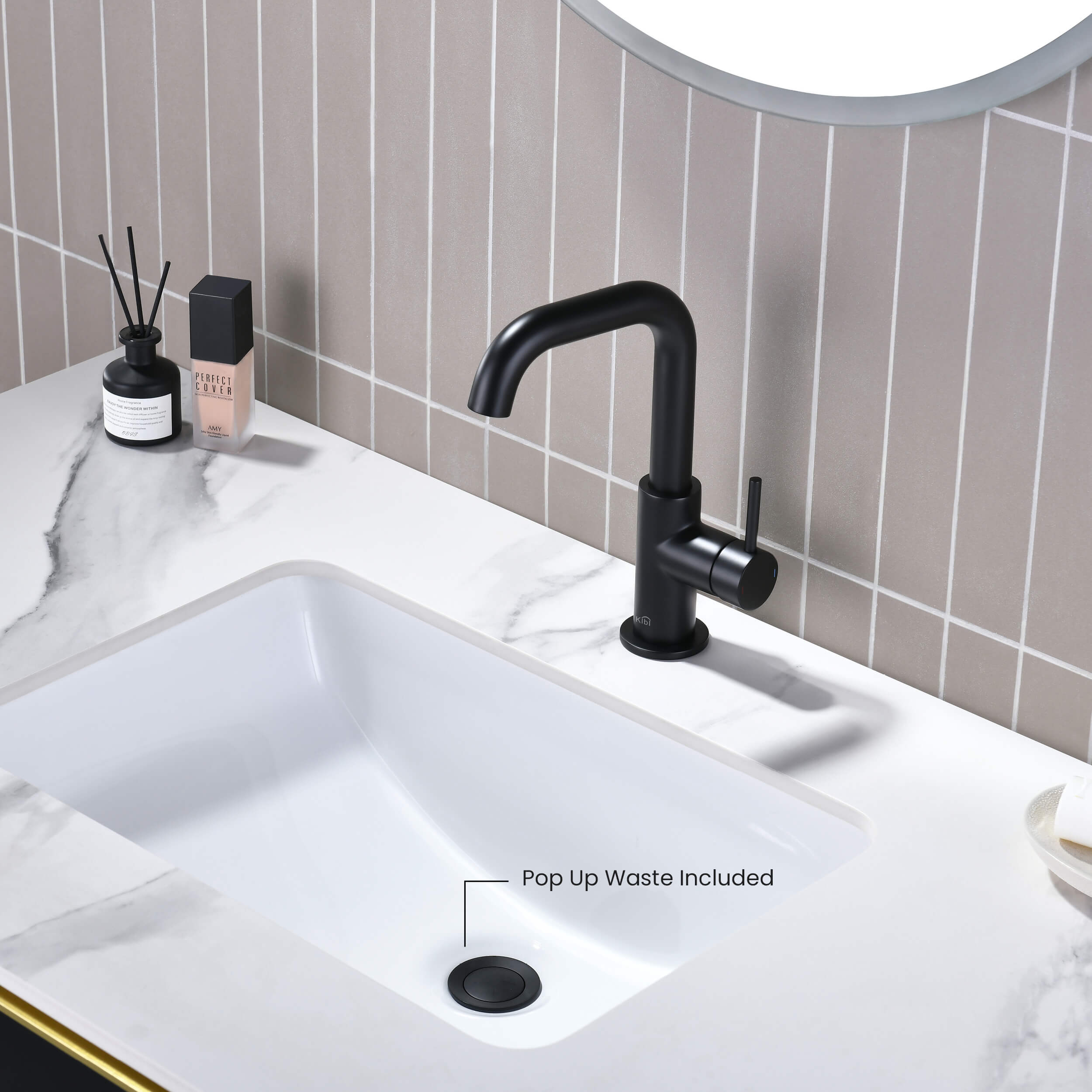 Macon Single Handle High-Arc Bathroom Vanity Sink Faucet - C-KBF1028