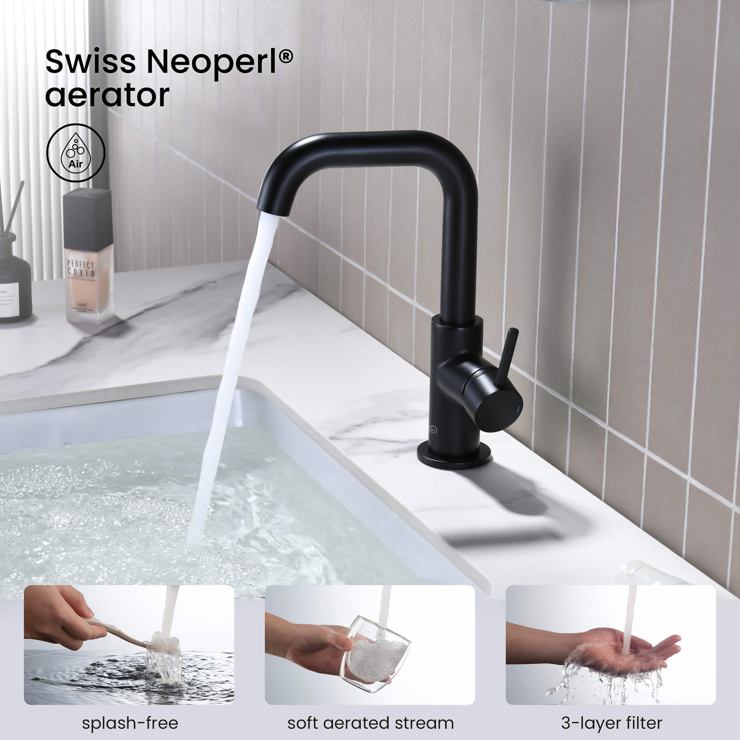 Macon Single Handle High-Arc Bathroom Vanity Sink Faucet - C-KBF1028