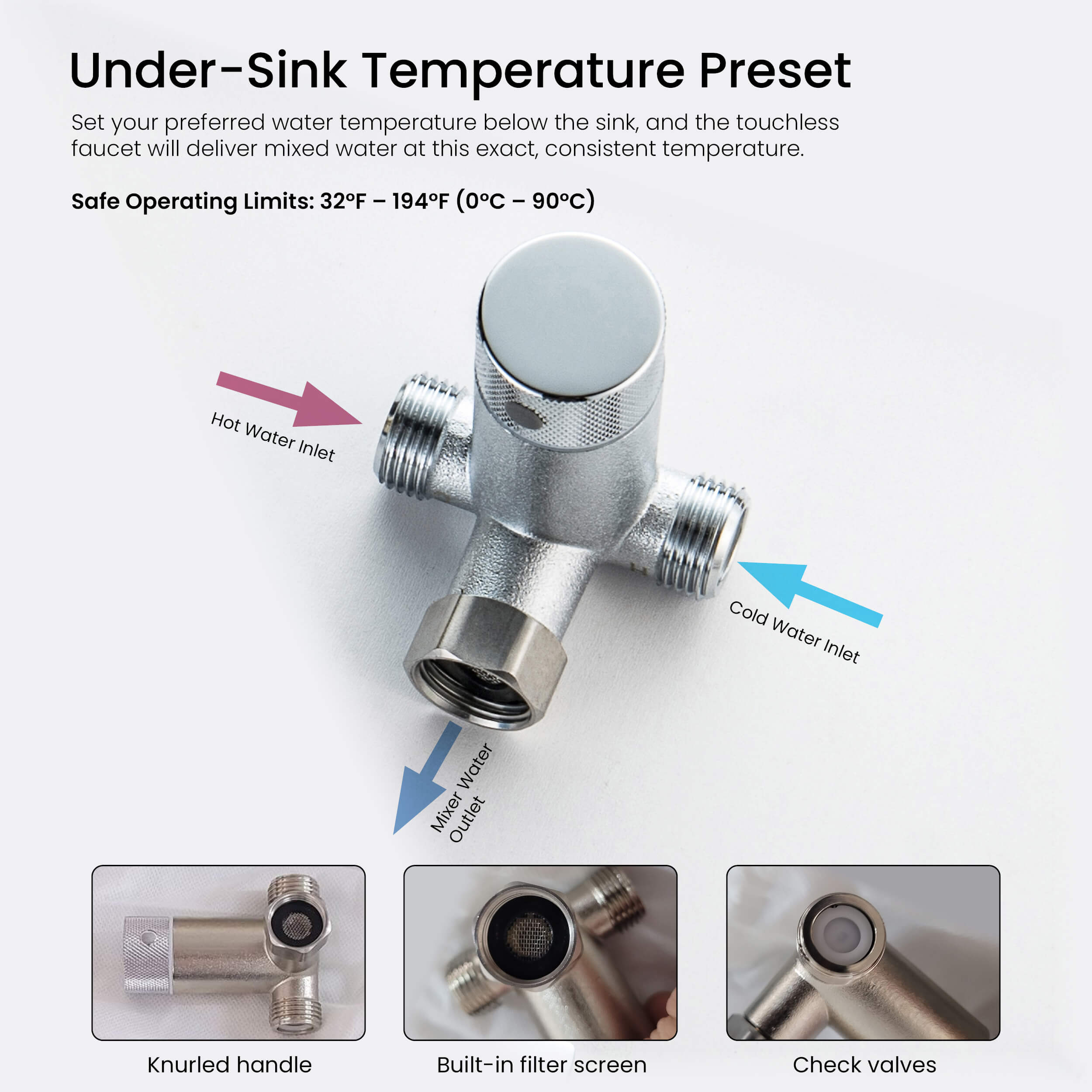 Circular Touchless Bathroom Vanity Sink Faucet with Pop-Up Drain — Plug-In or Battery Powered - C-KBF1029