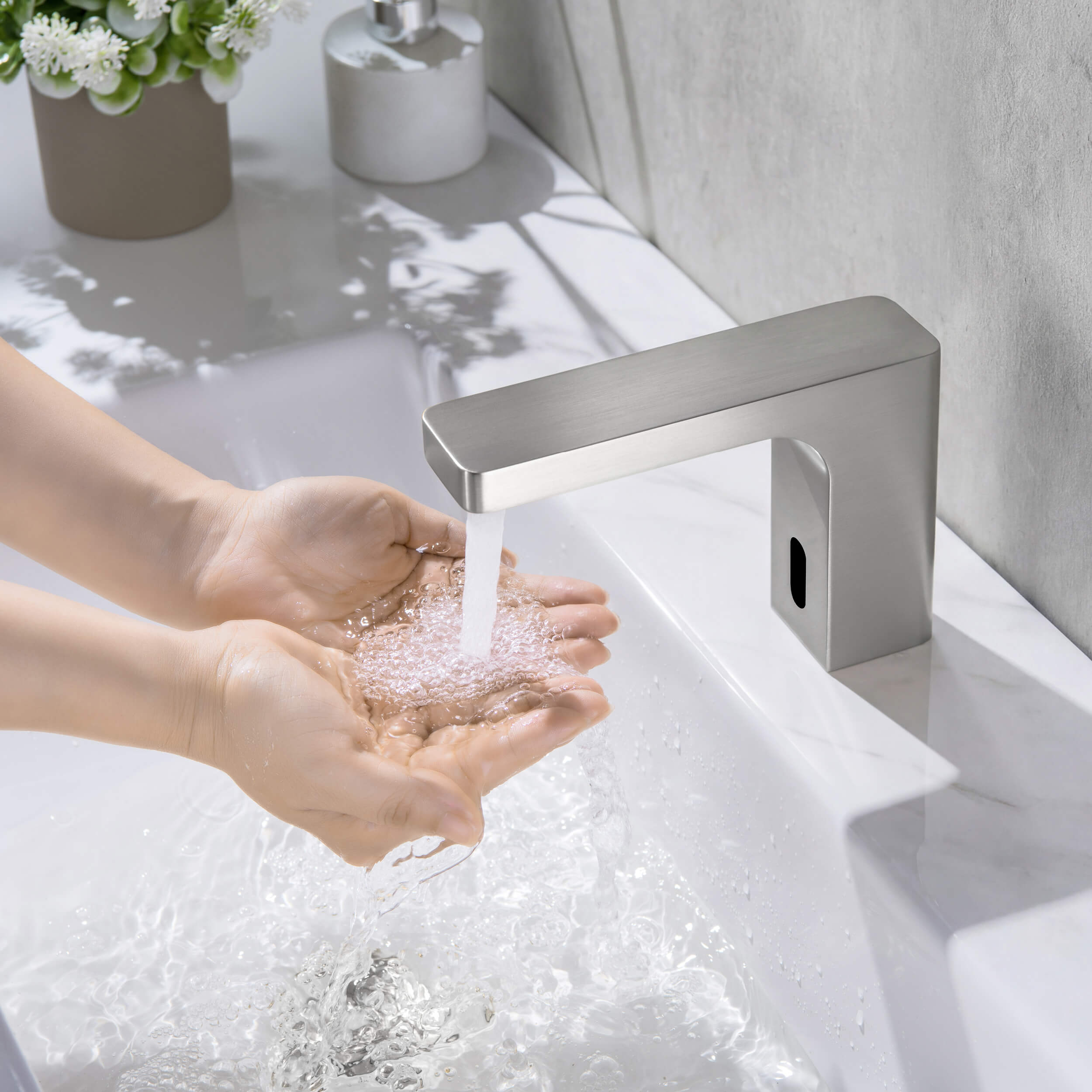 Blaze Touchless Bathroom Vanity Sink Faucet with Pop-Up Drain — Plug-In or Battery Powered - C-KBF1030