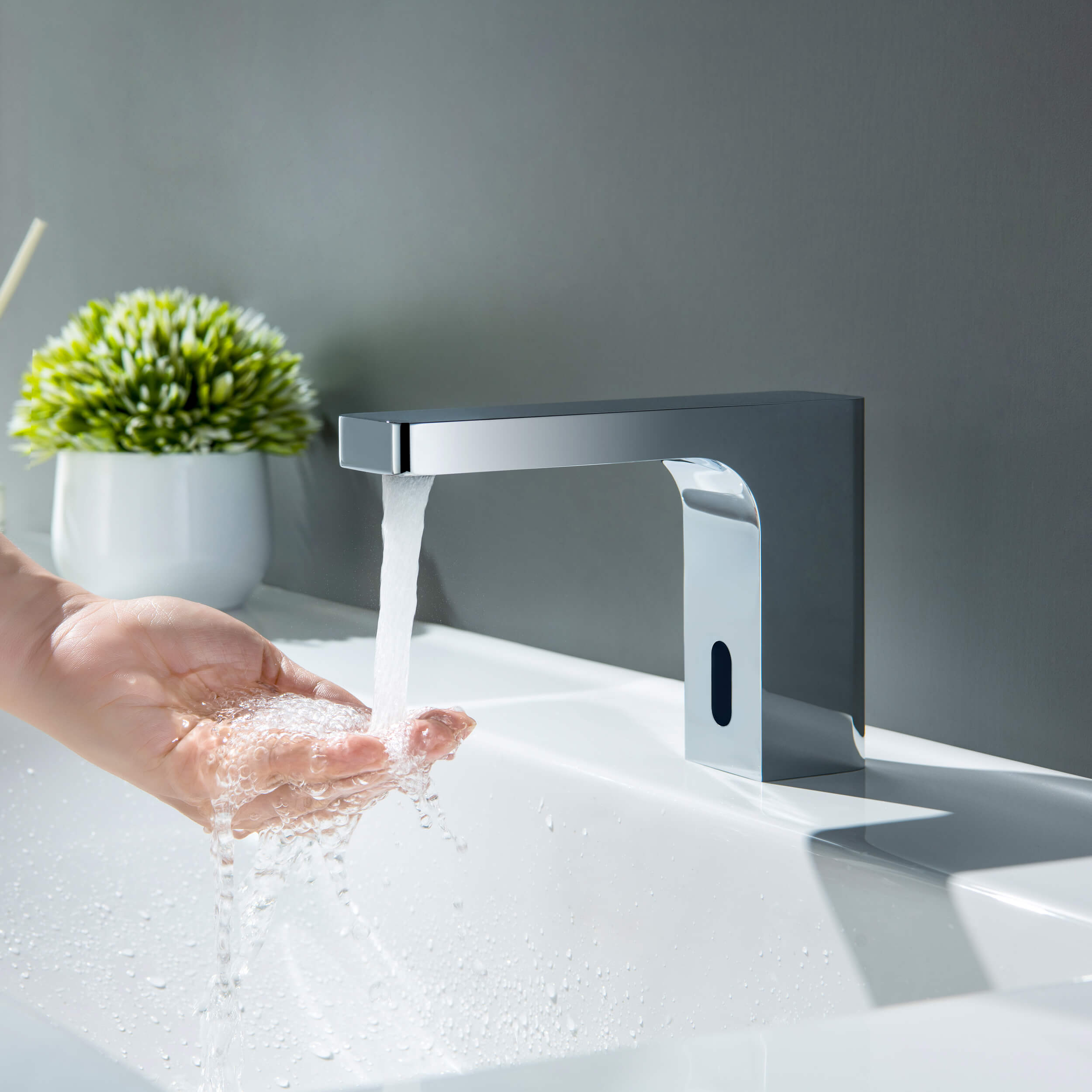 Blaze Touchless Bathroom Vanity Sink Faucet with Pop-Up Drain — Plug-In or Battery Powered - C-KBF1030