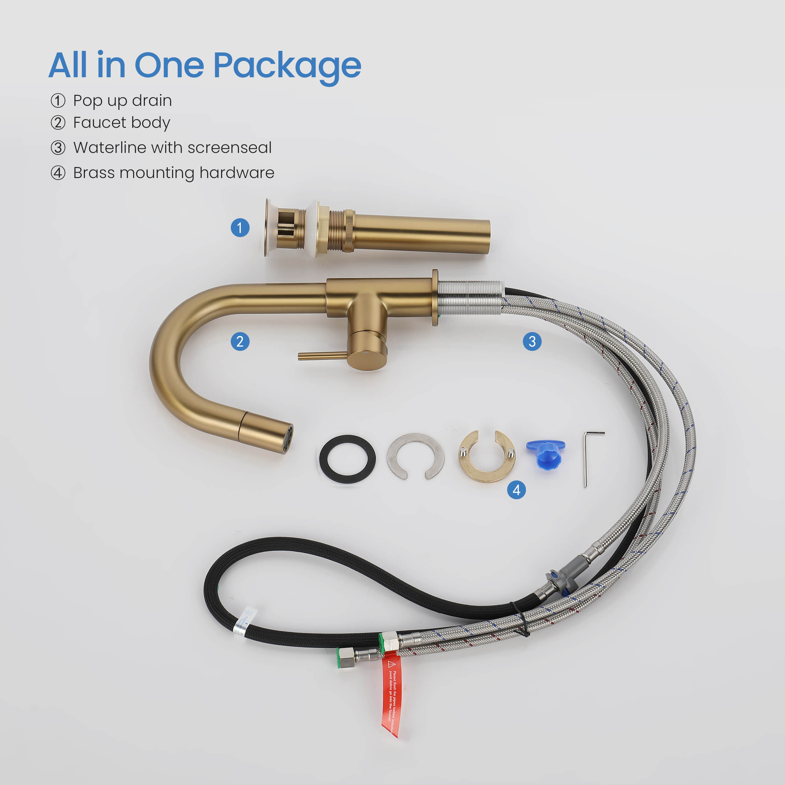 Circular Single Handle High-Arc Pull Down Sprayer Bathroom Vanity Sink Faucet - C-KBF1077