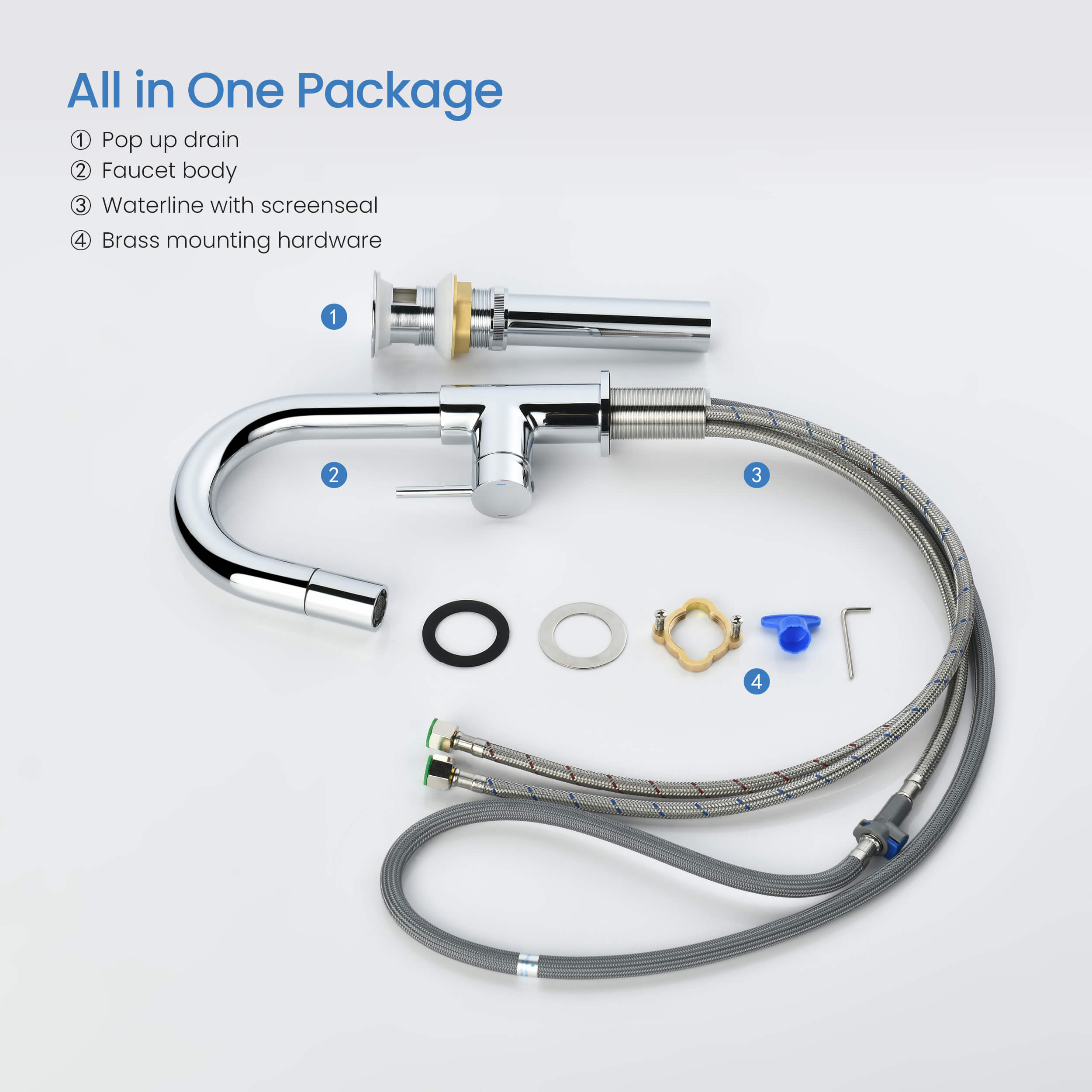 Circular Single Handle High-Arc Pull Down Sprayer Bathroom Vanity Sink Faucet - C-KBF1077