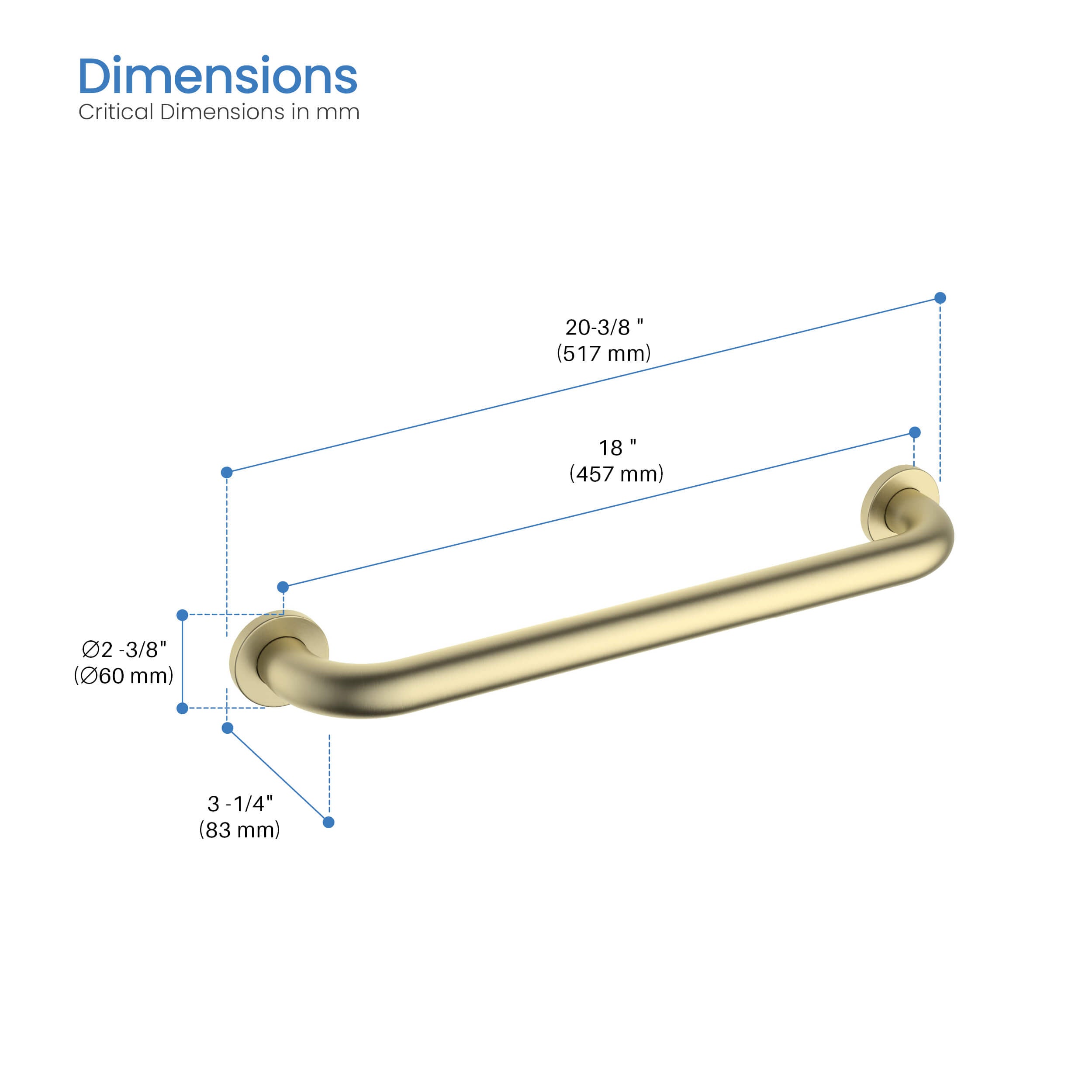 18-Inch Stainless Steel Bathroom Safety Grab Bar – KGB1018