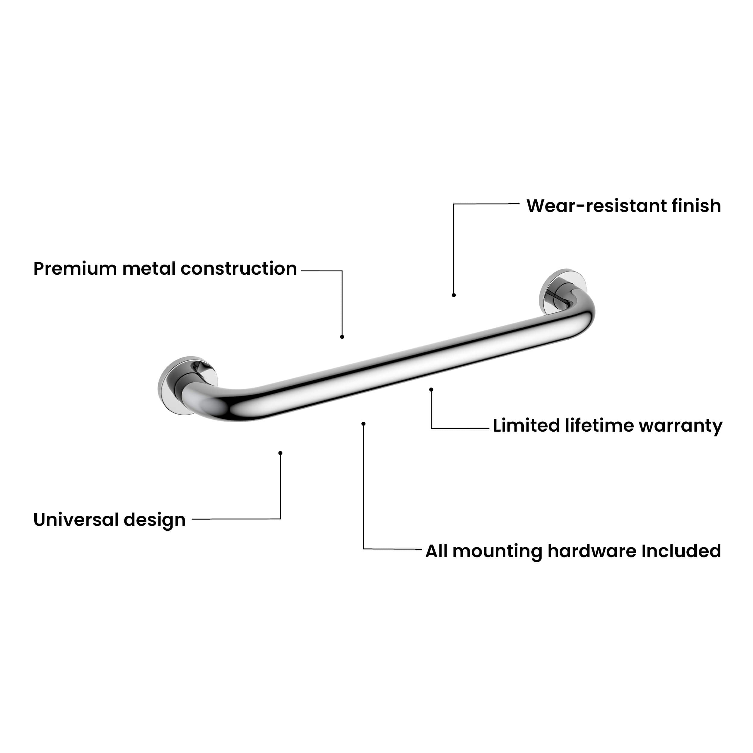 18-Inch Stainless Steel Bathroom Safety Grab Bar – KGB1018