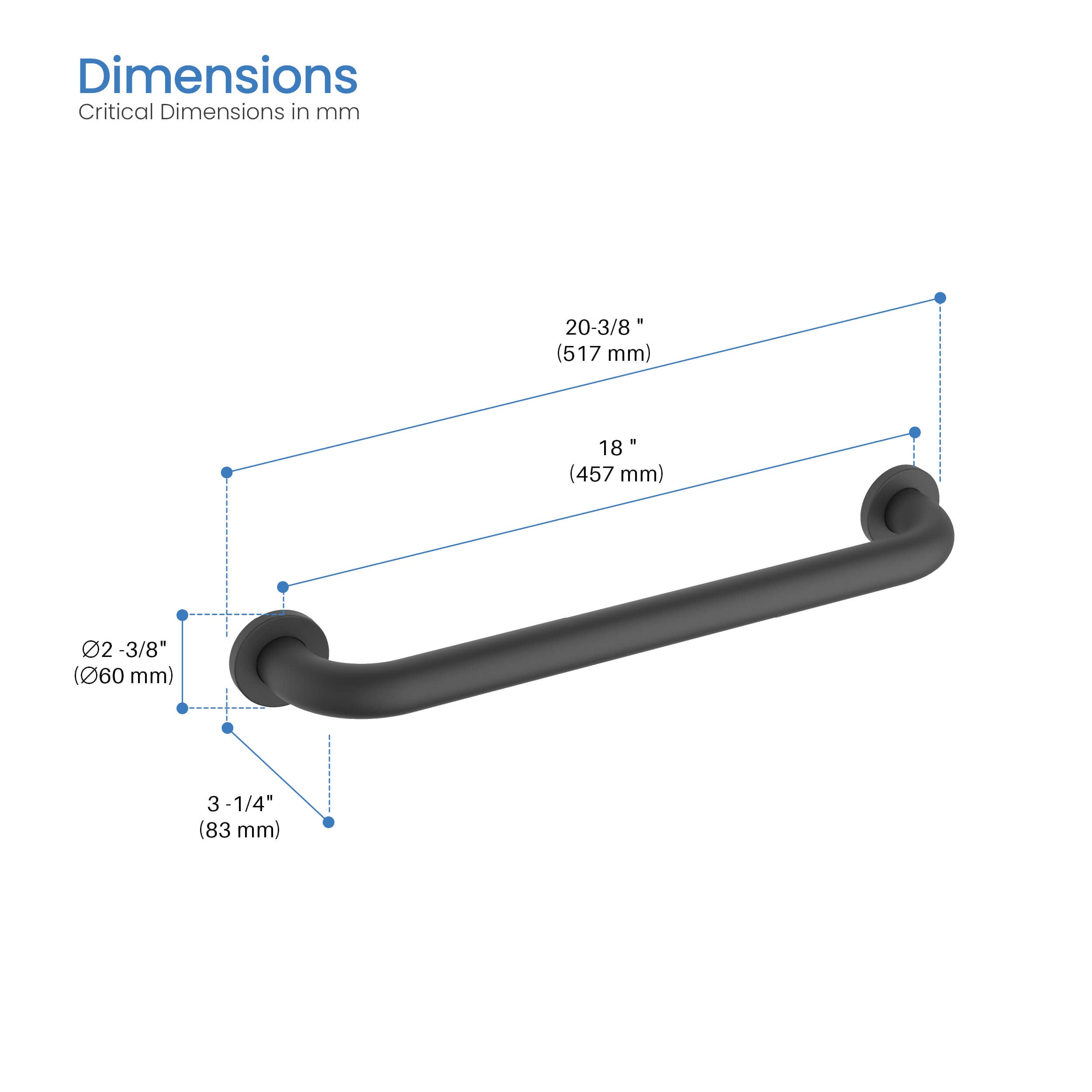 18-Inch Stainless Steel Bathroom Safety Grab Bar – KGB1018