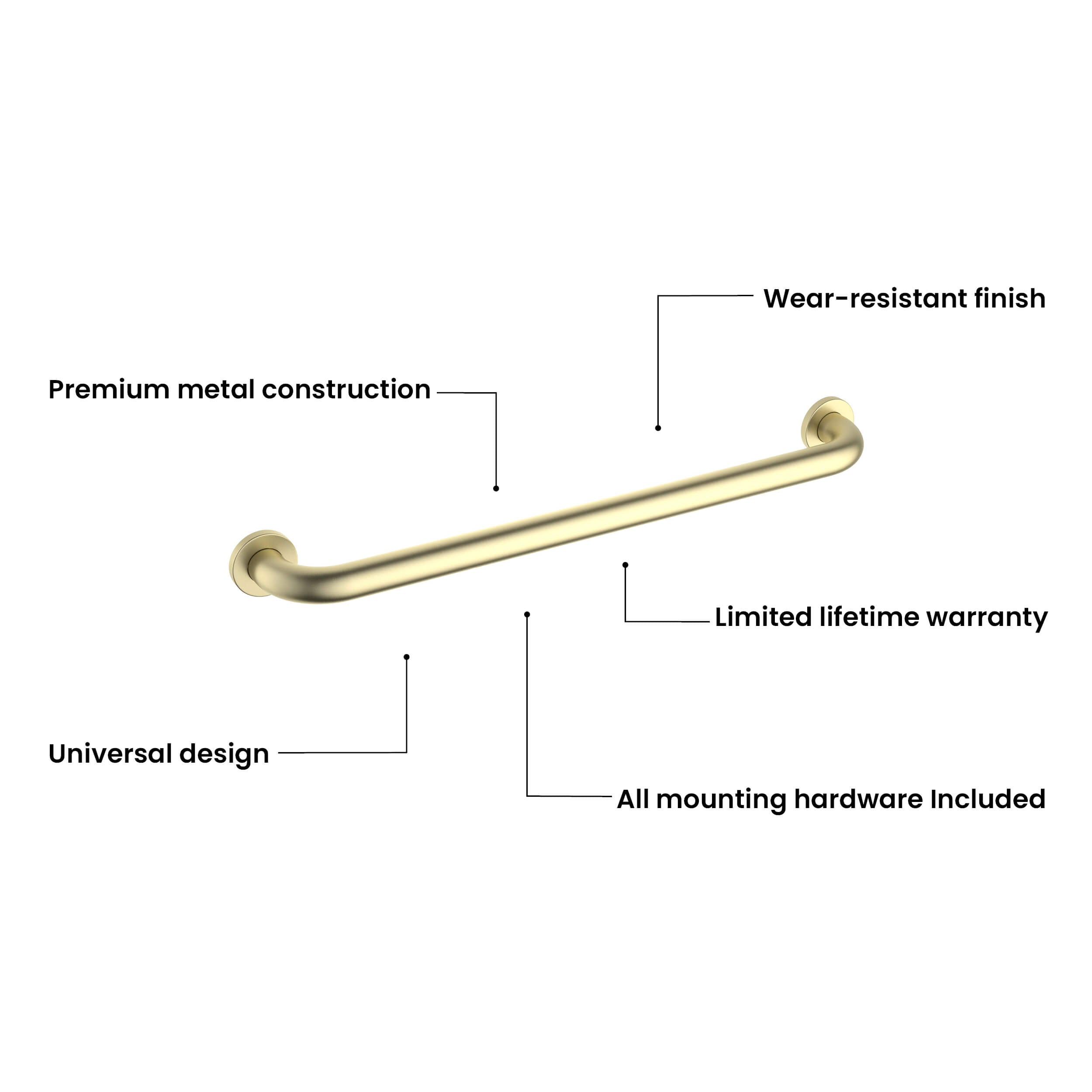 24-Inch Stainless Steel Bathroom Safety Grab Bar – KGB1024