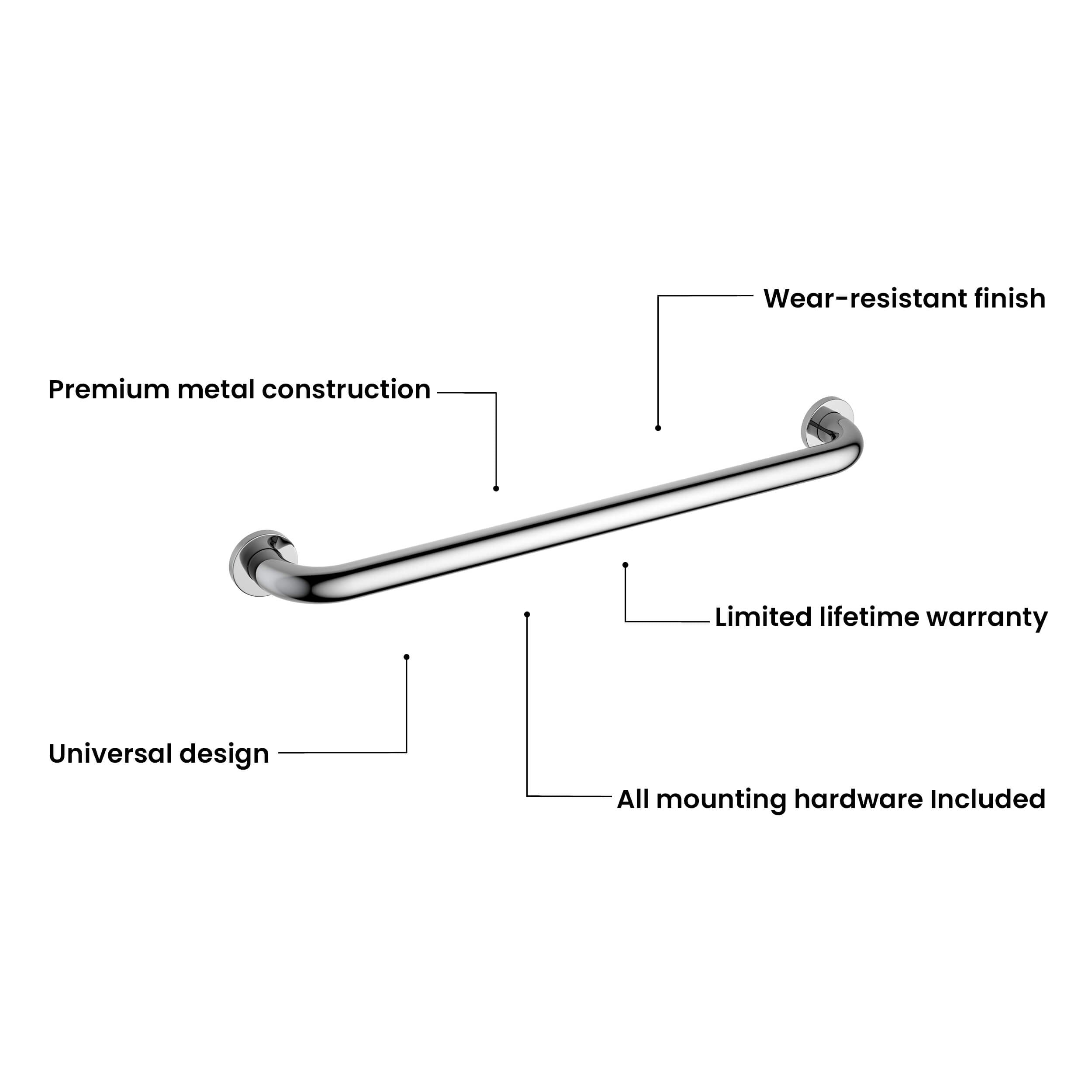24-Inch Stainless Steel Bathroom Safety Grab Bar – KGB1024