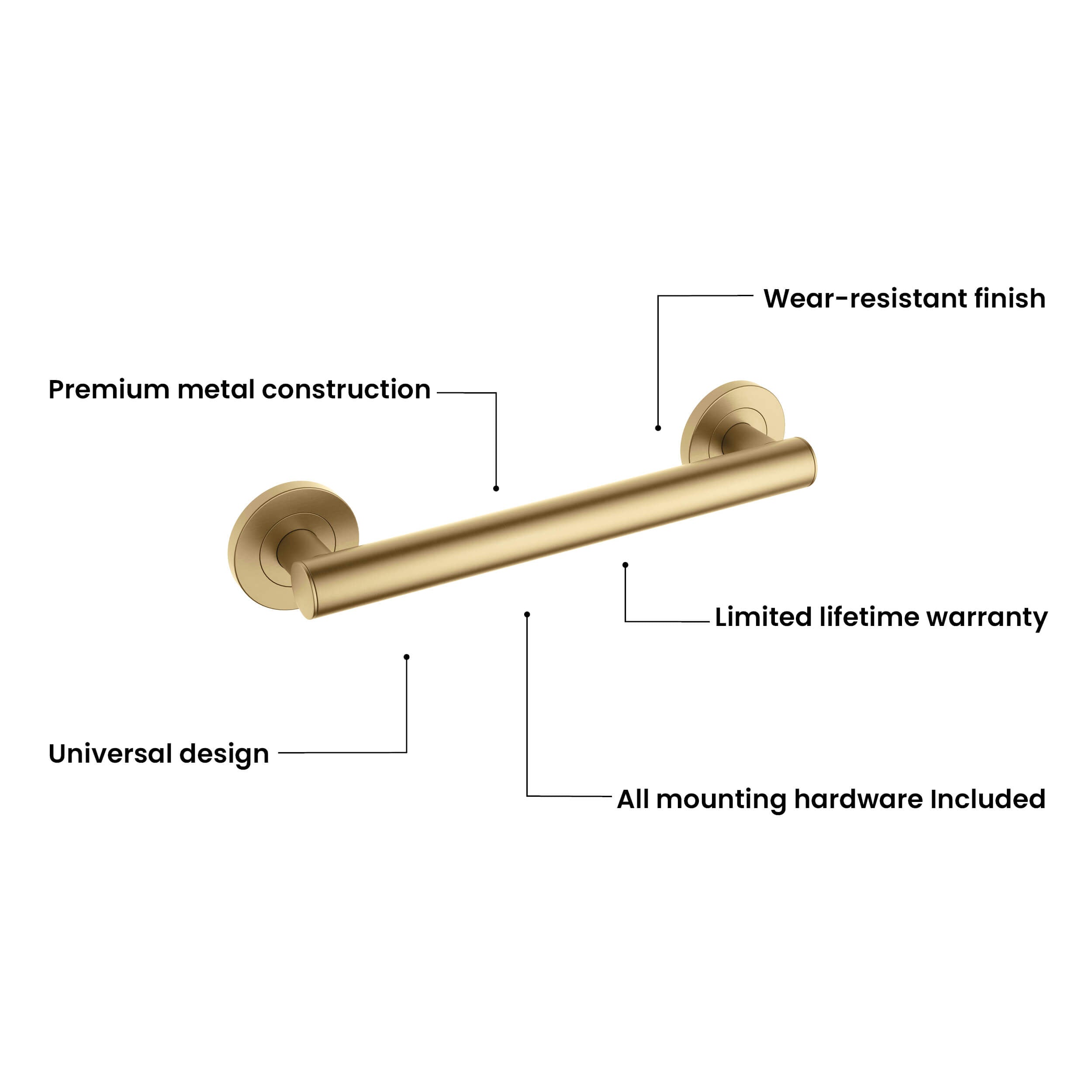 12-Inch Stainless Steel Bathroom Safety Grab Bar – KGB1112