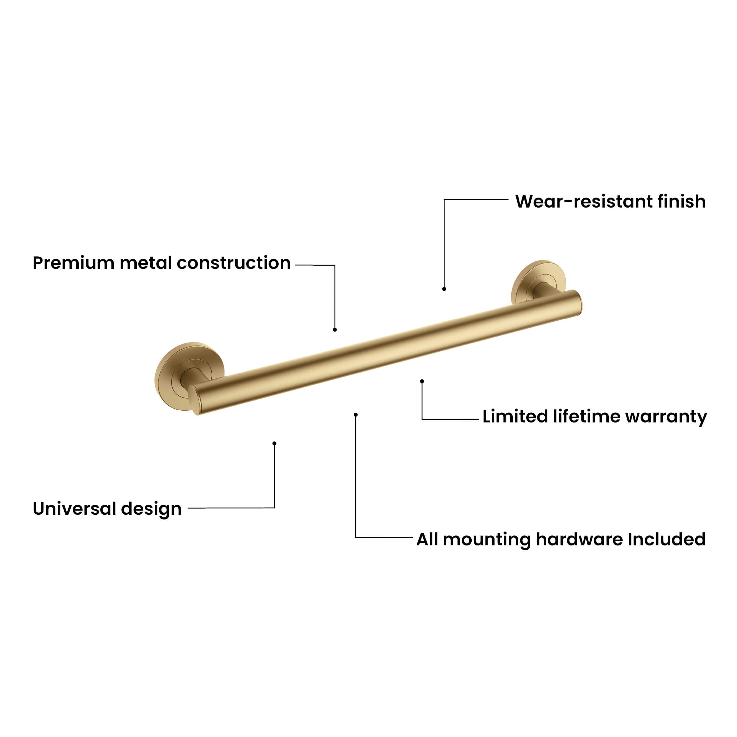 18-Inch Stainless Steel Bathroom Safety Grab Bar – KGB1118