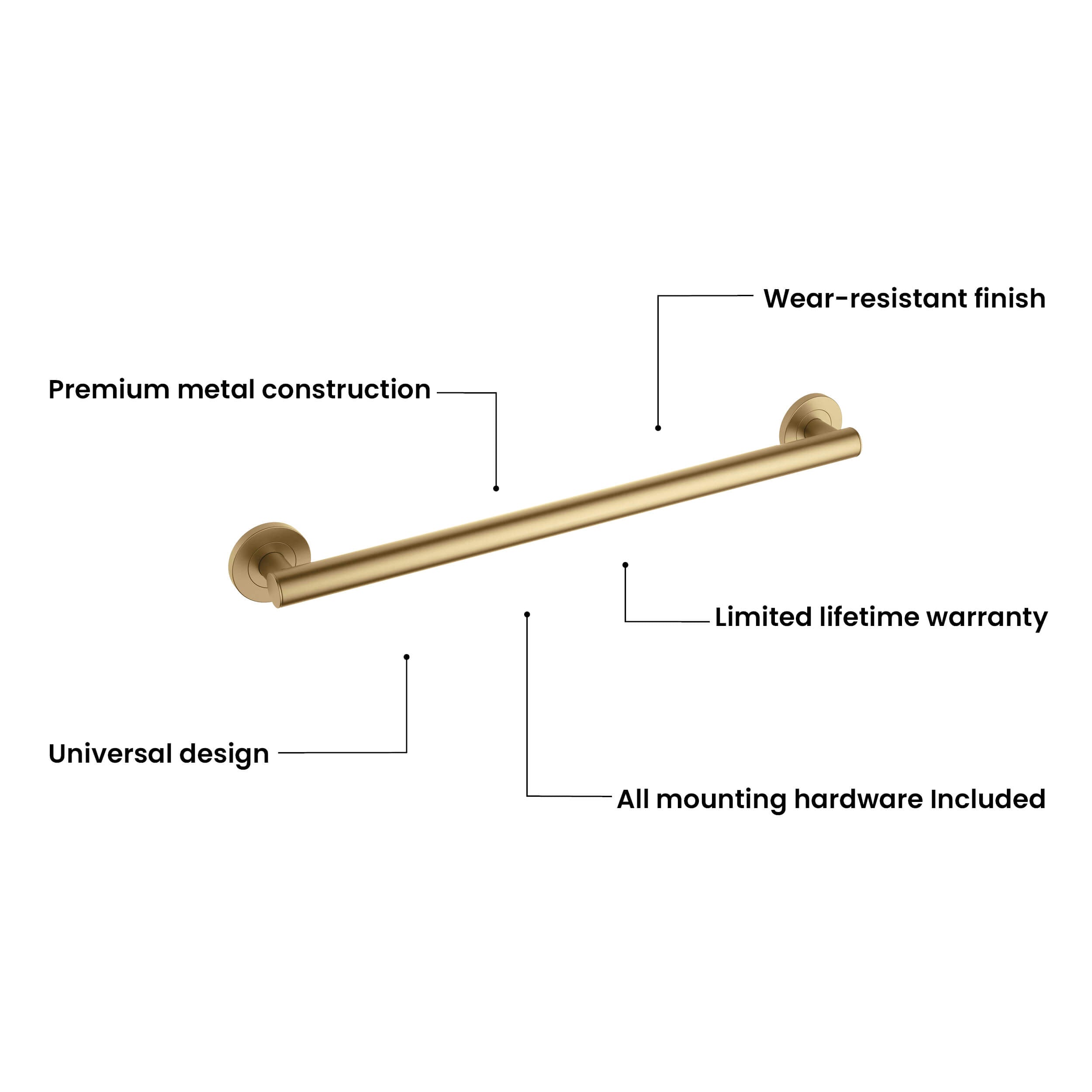 24-Inch Stainless Steel Bathroom Safety Grab Bar – KGB1124