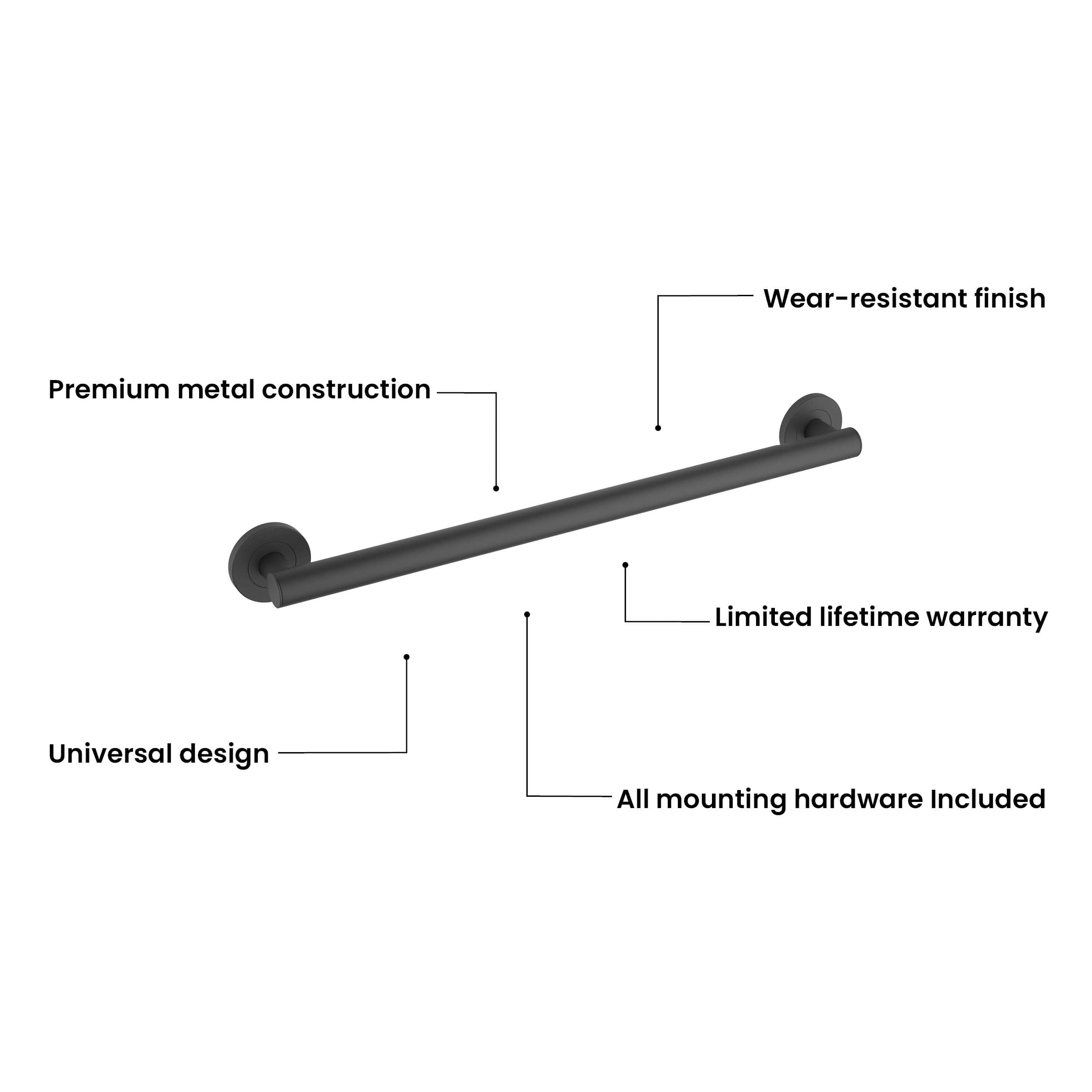 24-Inch Stainless Steel Bathroom Safety Grab Bar – KGB1124
