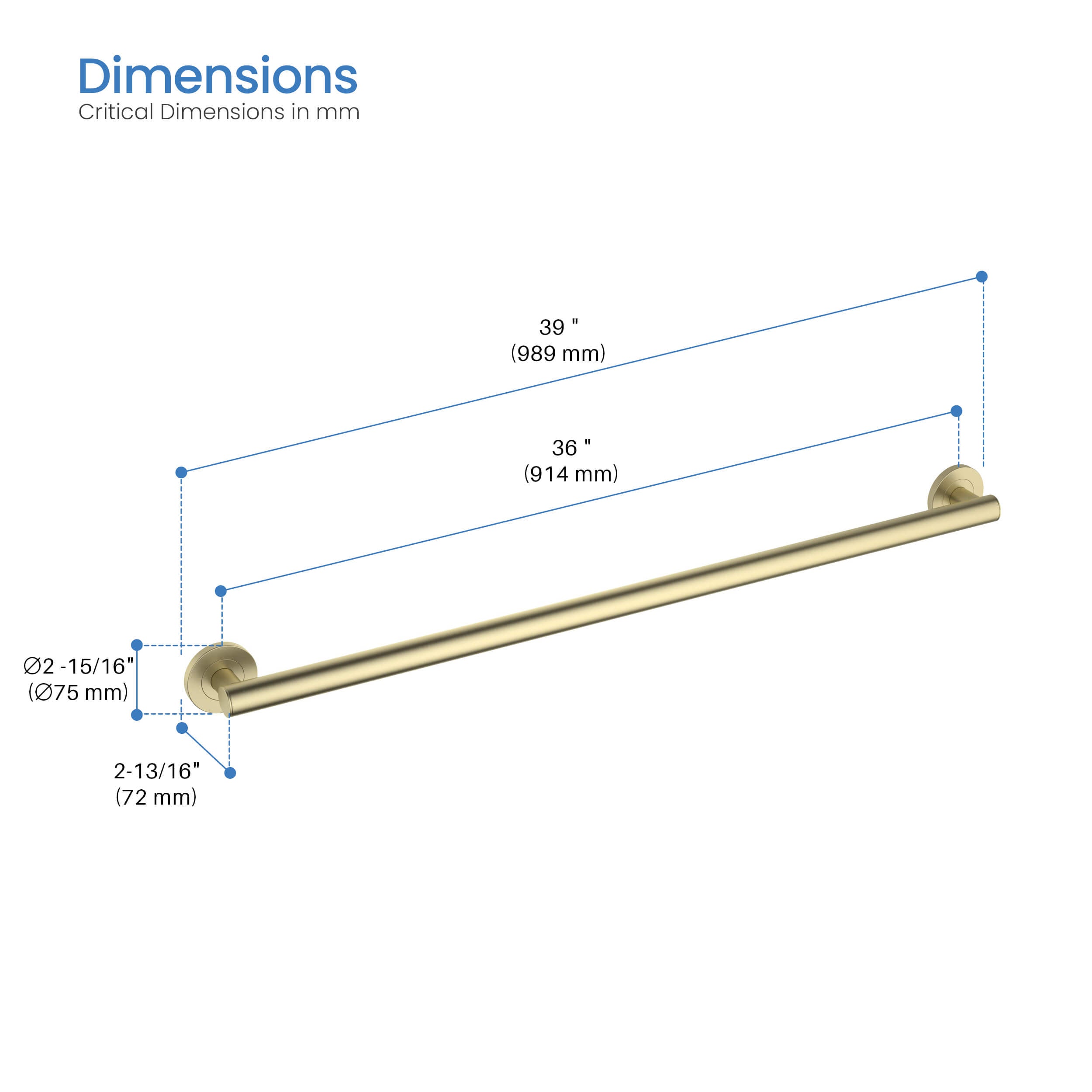 36-Inch Stainless Steel Bathroom Safety Grab Bar – KGB1136